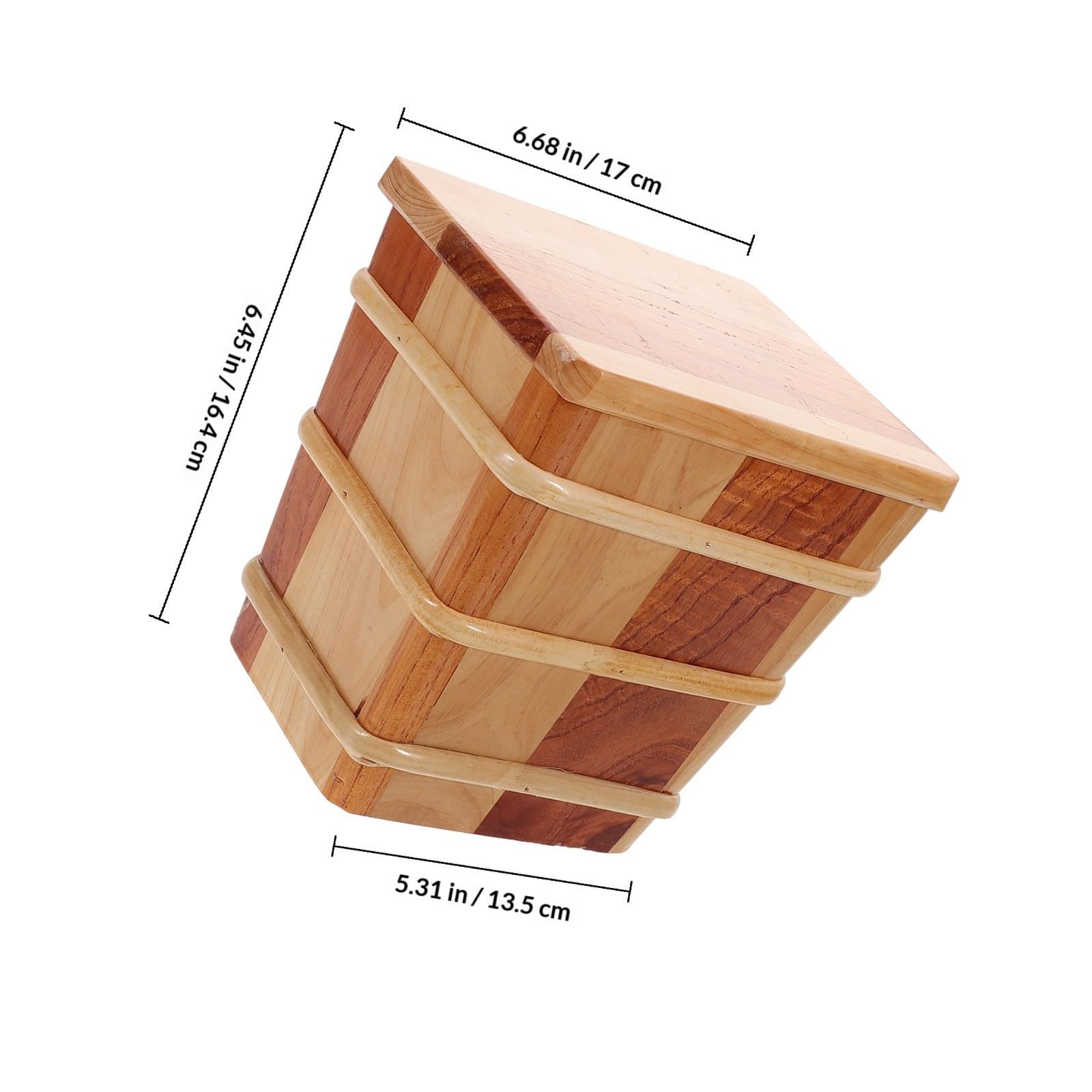 MAGICLULU Cubo de Arroz de Madera con Tapa y Cierre Hermético, Café