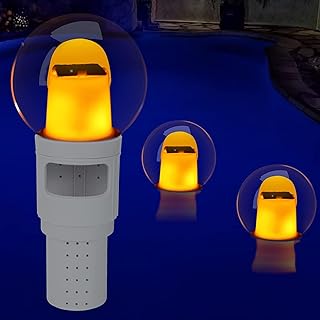 DeeprBling Floating Chlorine Dispenser, Hot Tub Chlorine Dispenser Floater with Solar Flame Light, Stretchable Pool Chemical Dispenser, 1" Chlorine/Bromine Tablet Holder for Swimming Pool Lazy Spa