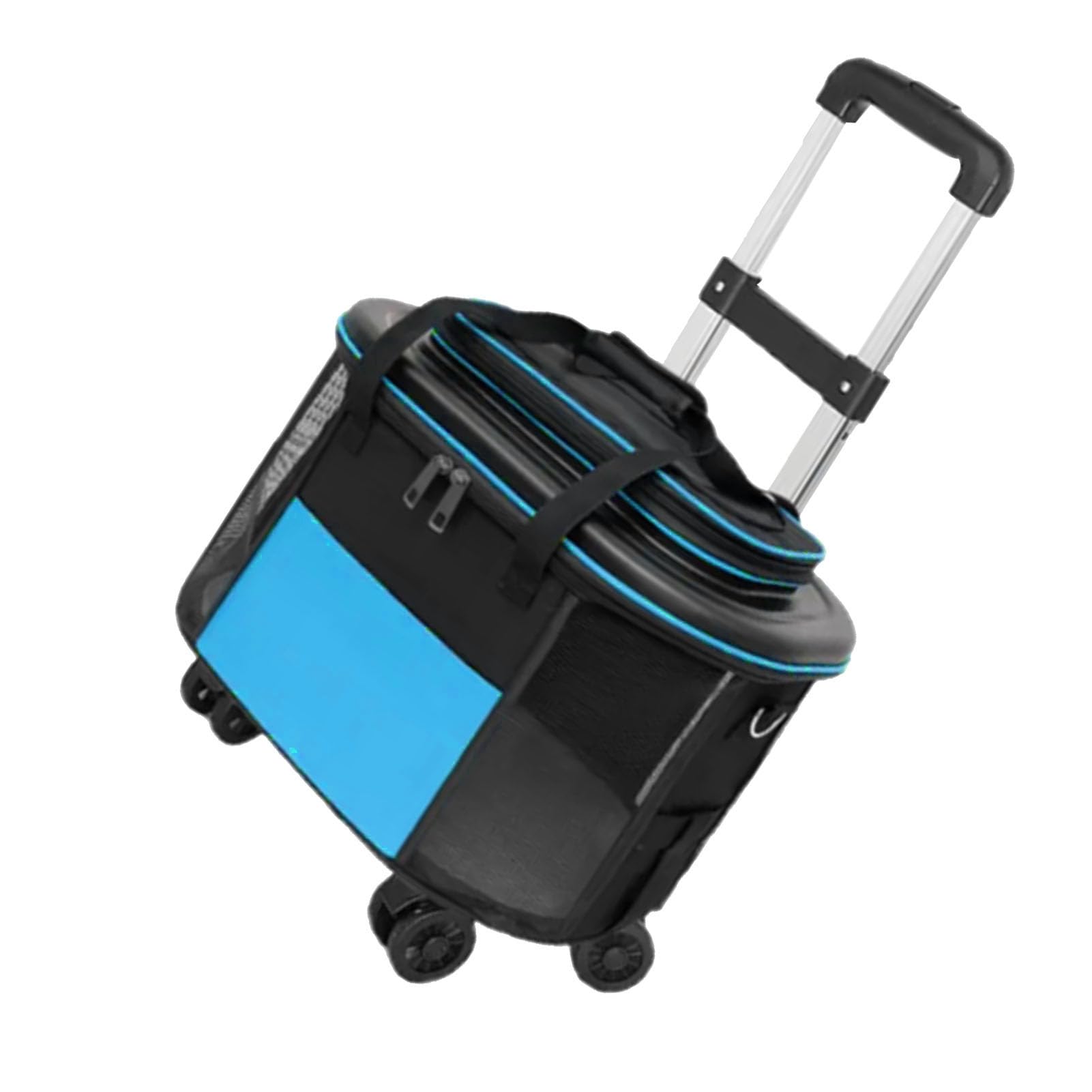 Cat Rolling Carrier, Pet Trolley Case Ine Hardware Anti Detachment Hook for Travel (Blue)