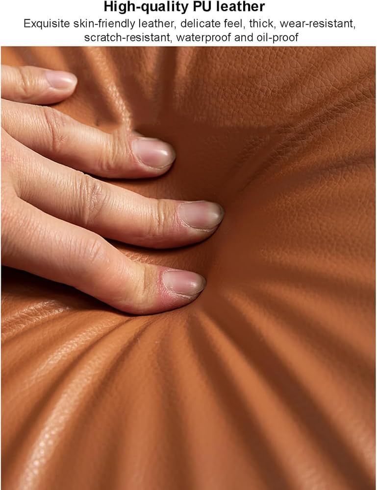Set of 1/2/4 Memory Foam Dining Chair Cushion PU Leather Seat Cushion,Waterproof Indoor Outdoor Chair Seat Pad Non-Slip U-Shape Seat Cushion with Ties (Light Brown,14x15inch - 1pcs)