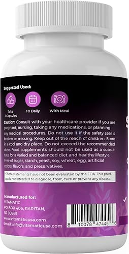 Miniatura 8 de Vitamatic Musgo marino con aceite de semilla negra, Ashwagandha, cúrcuma, vejiga y bardana - 180 cápsulas veganas