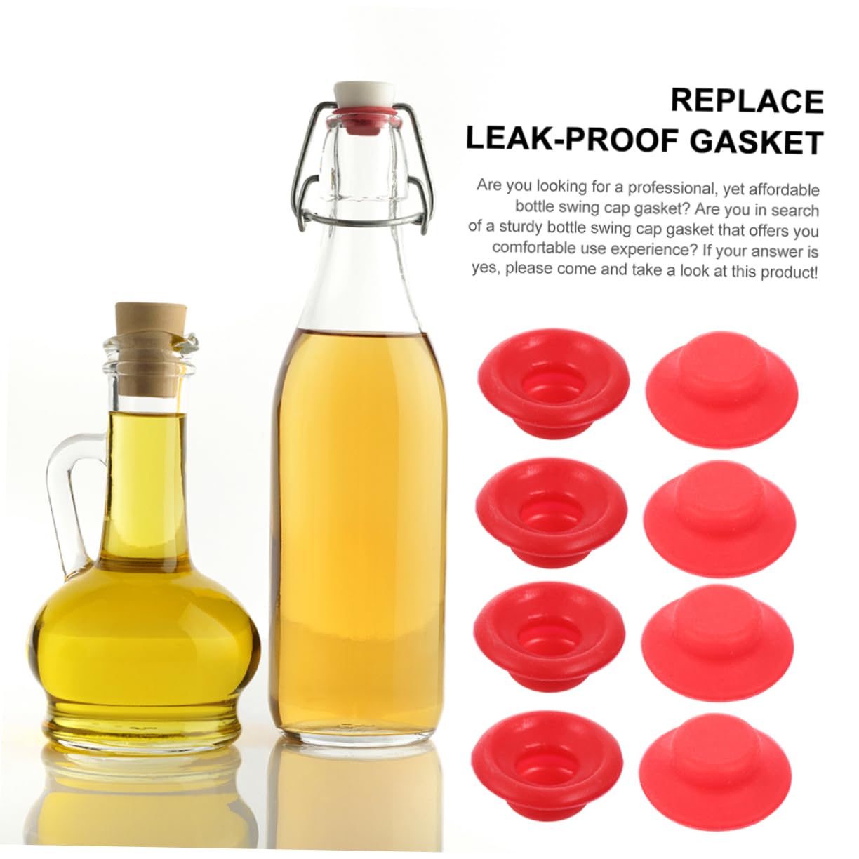 JECOMPRIS 10Pcs Leak Gasket for Swing Top Bottles Soda Beer Bottle Seal Washers Easy Installation Airtight Seal for Home Brewing Beverage Storage