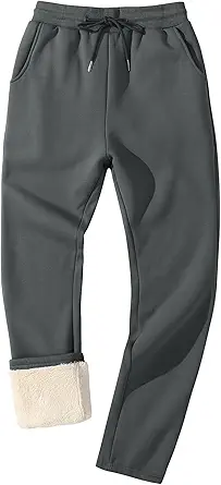 Flygo Men's Fleece Lined Sherpa Sweatpants Winter Warm Pants Jogger Lounge Athletic Pant with Pockets