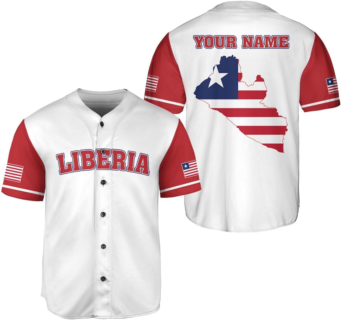 Podagree Personalized Liberia Baseball Jersey, Liberian Proud Flag Shirt Liberia Coat of Arms Liberian Gift for Men Women