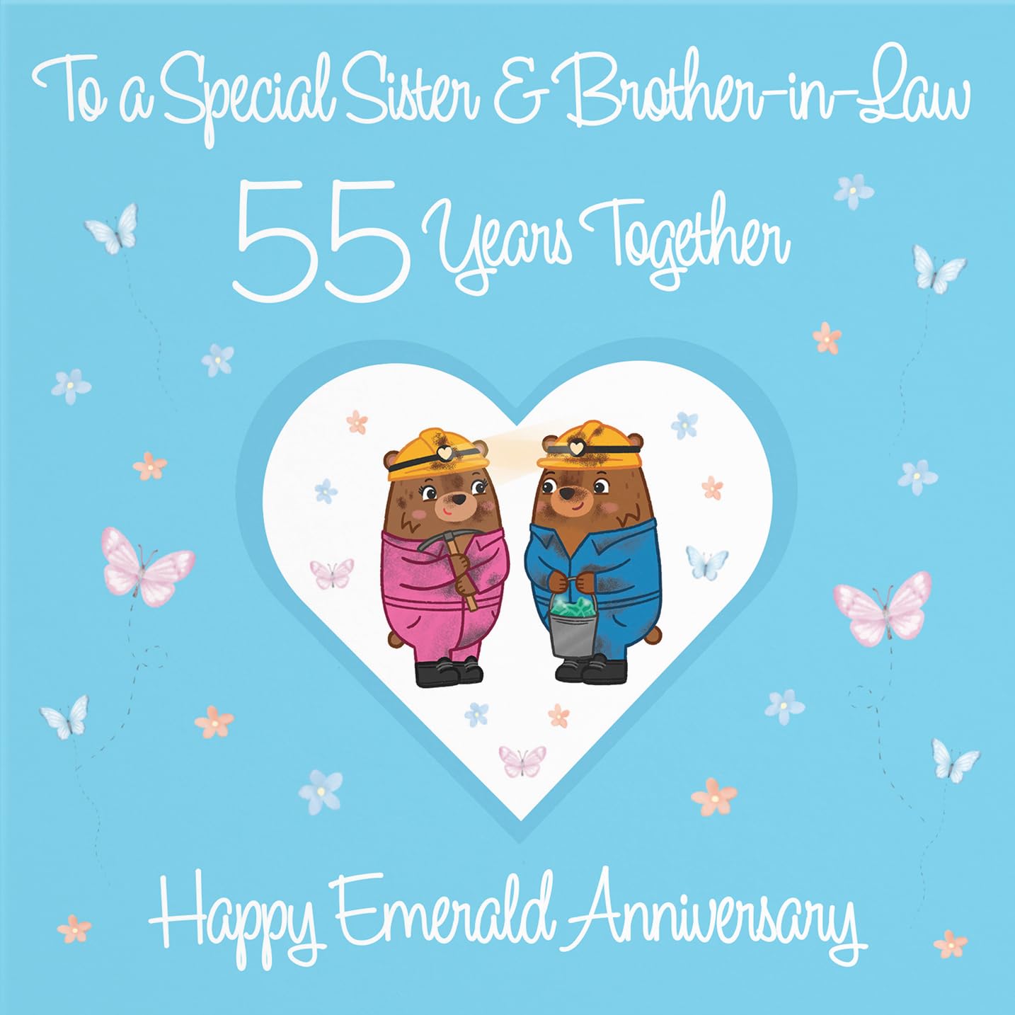 Hunts England, Sister & Brother-in-Law 55th Anniversary Card, 55 Years, Emerald Anniversary, Romantic Meadows, Fun Card - Image 2