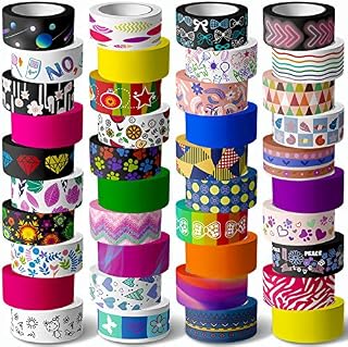 40 Rolls Washi Tape Set - 15 mm Wide Colored Masking Tape for Kids and dults,Decorative Adhesive for DIY Crafts,Gift Wrapping, Scrapbooking Supplies,Bullet Journals,Planners,Party Decorations