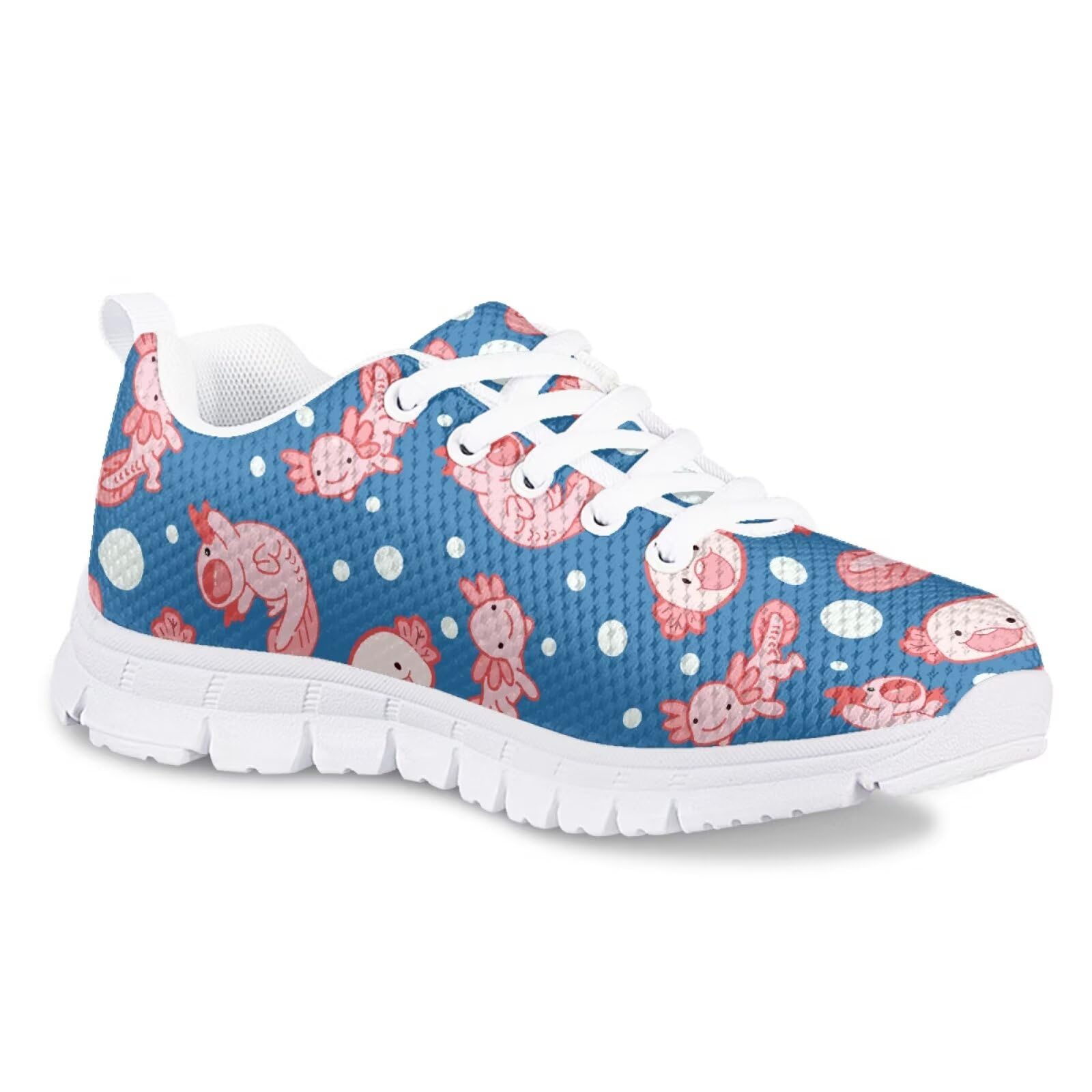 Pink Anime Axolotl Blue Kids' Sneakers Knitted Mesh Sports Shoes Breathable Lightweight Running Shoes Flat Tennis Sneaker