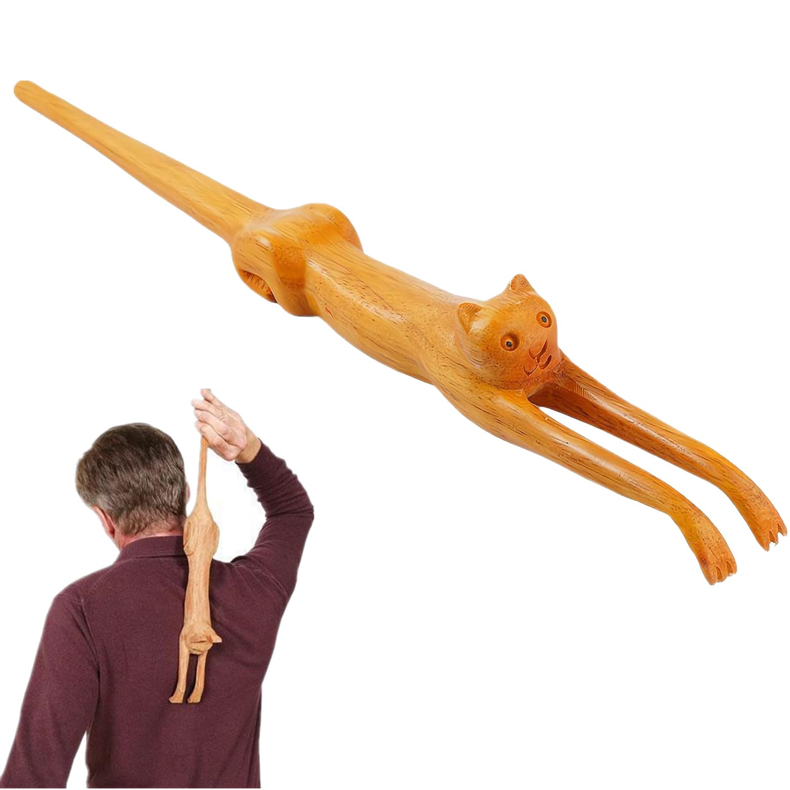 Amazon.co.jp: 孫の手 まごの手 かわいい 猫形 デザイン 48cm 木製 肌
