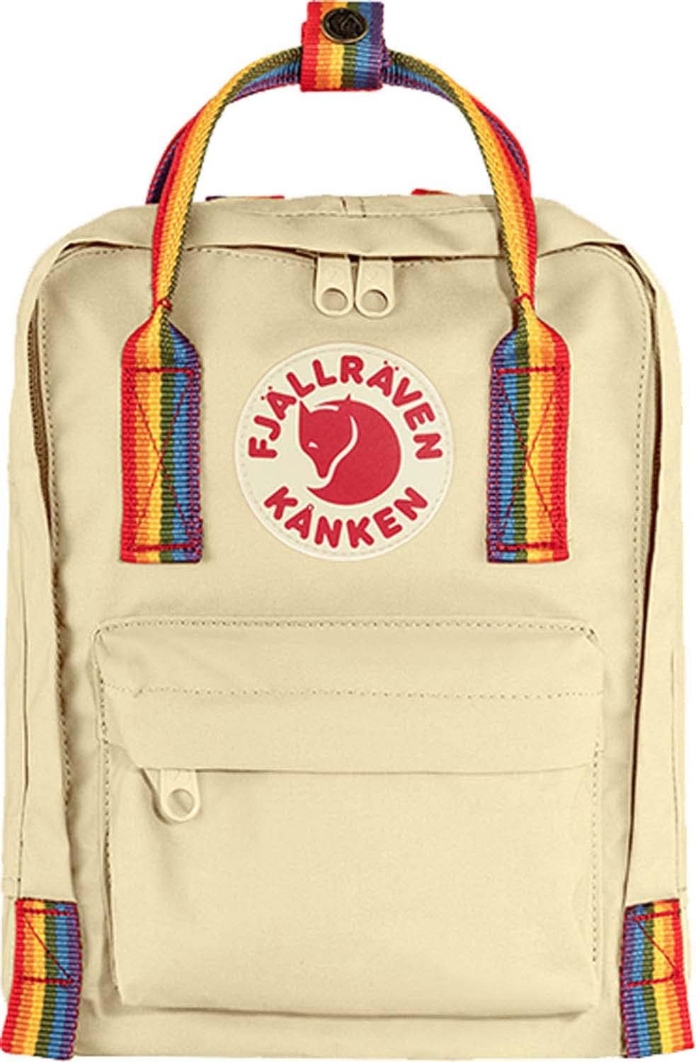 Fjällräven Unisex Kanken Rainbow Mini Laptop Backpack – Lightweight & Water-resistant – Vinylon F Fabric Light Oak/Rainbow Pattern One Size One Size