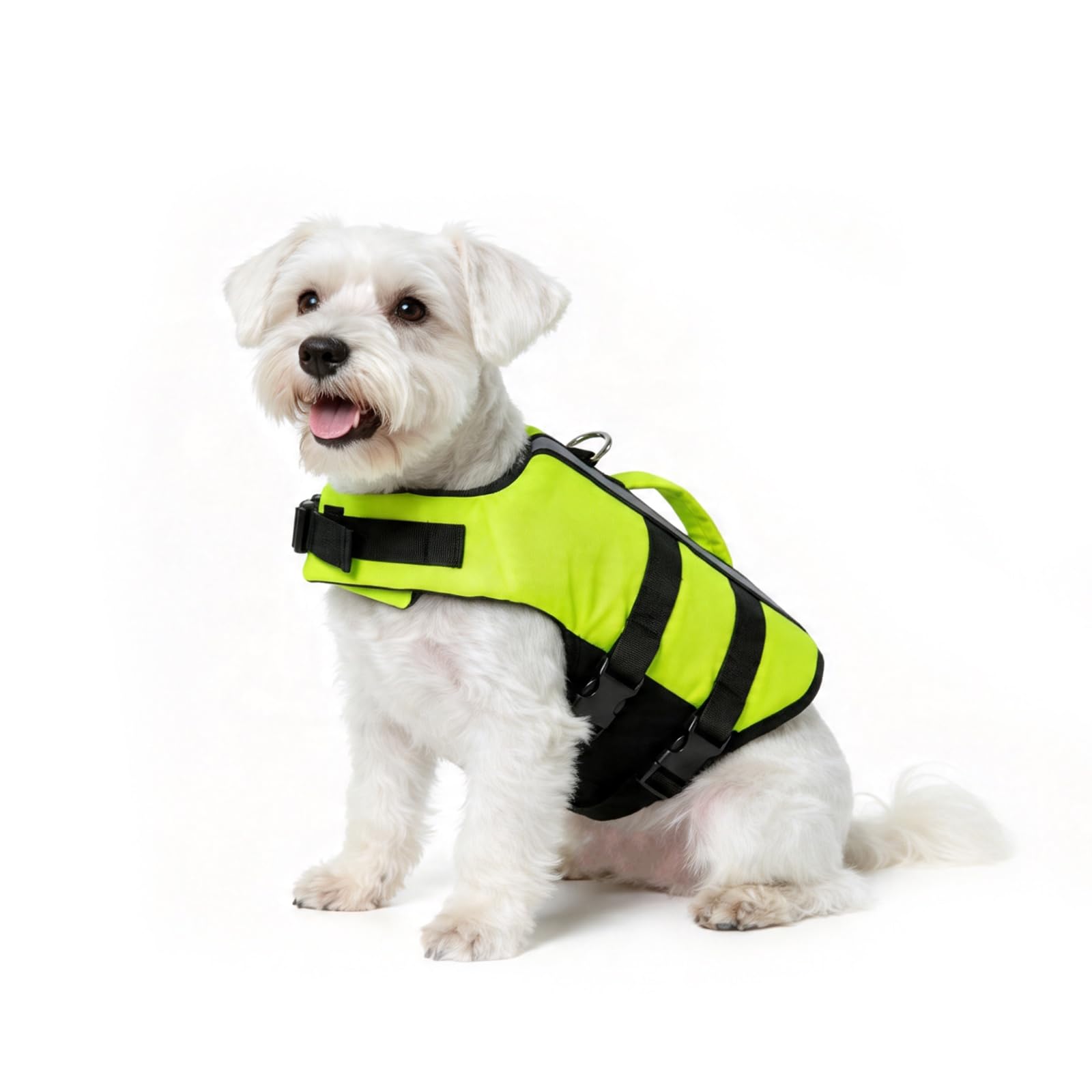 PETLESO Dog Life Jacket with Rescue Handle, High Visibility Adjustable Pet Life Vest for Swimming, Boating & Water Sports - Neon Green, S