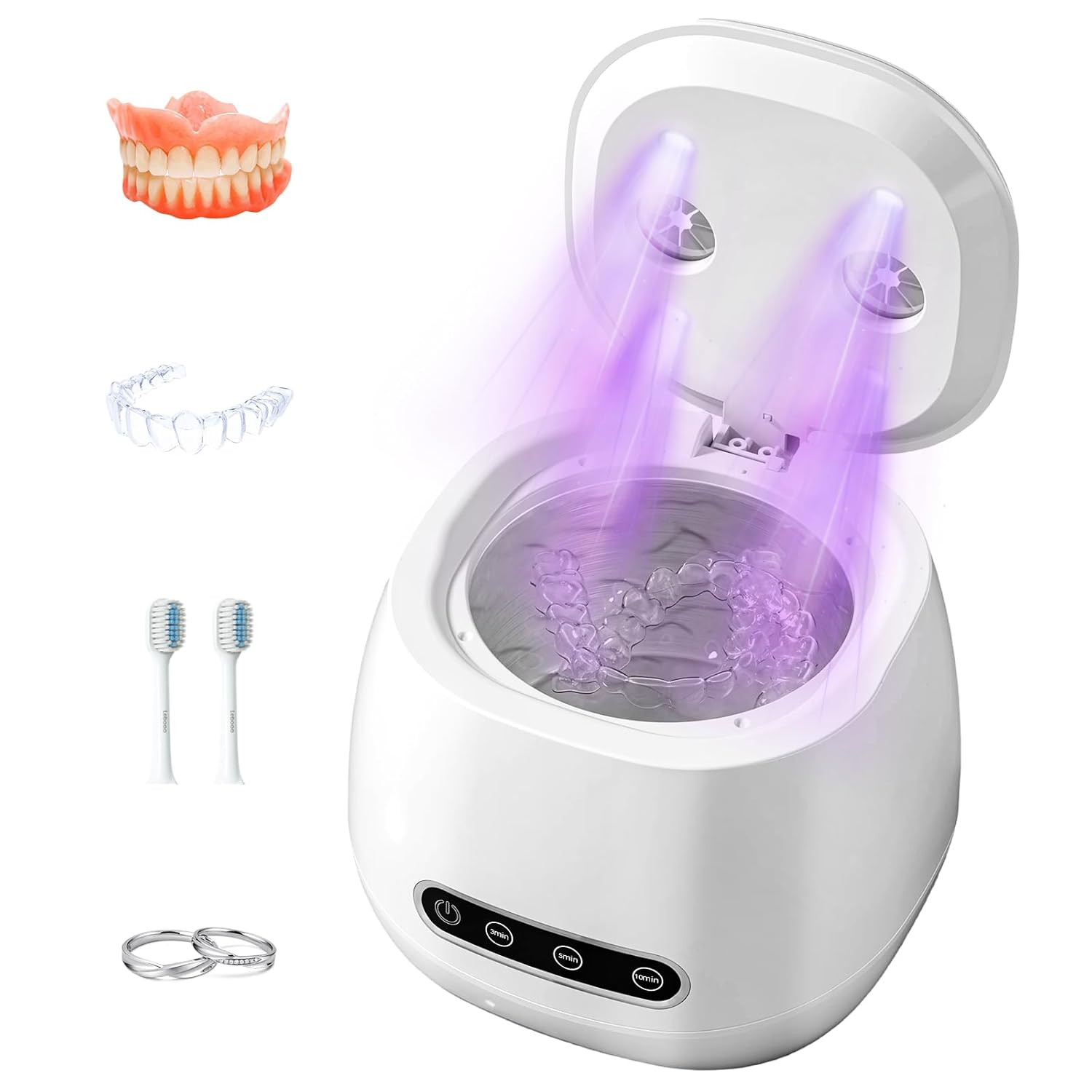 2026 New Ultrasonic Retainer Cleaner Machine,45khz Dental Cleaning Pod for Denture,Aligners,Mouth Guards,Night Guards,Jewelry,Toothbrush, 200ml Dental Cleaning Pod,3 Modes for Multiple Dental