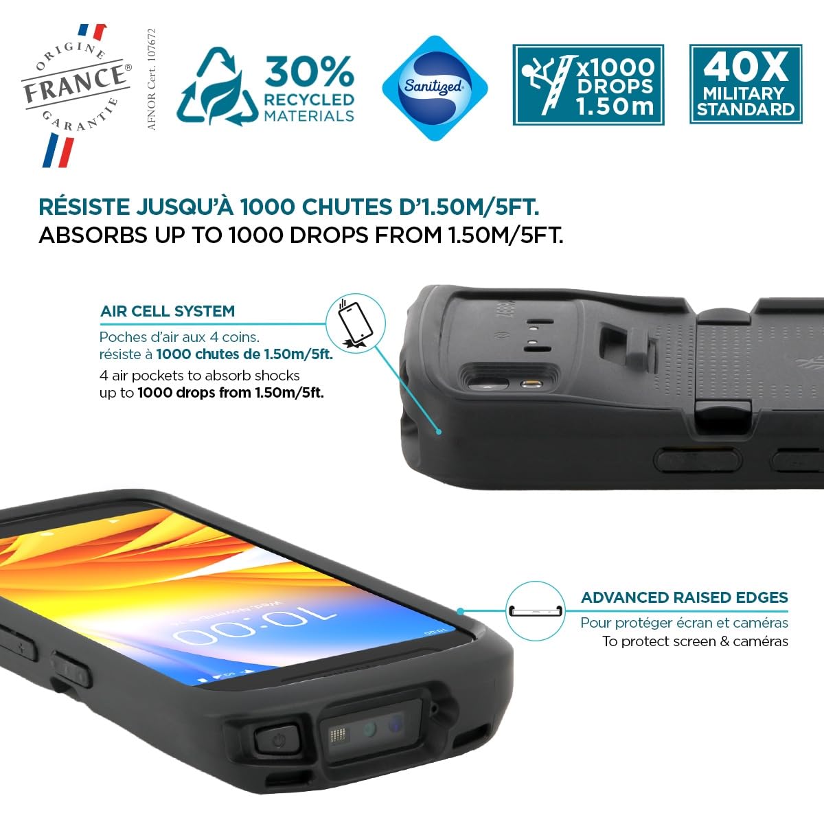 Mobilis Funda Robusta para Terminales Portátiles Zebra TC22 - TC27 - HC50 - HC20, Protección contra Caídas de Grado Militar a Prueba de Golpes, Trigger Compatible