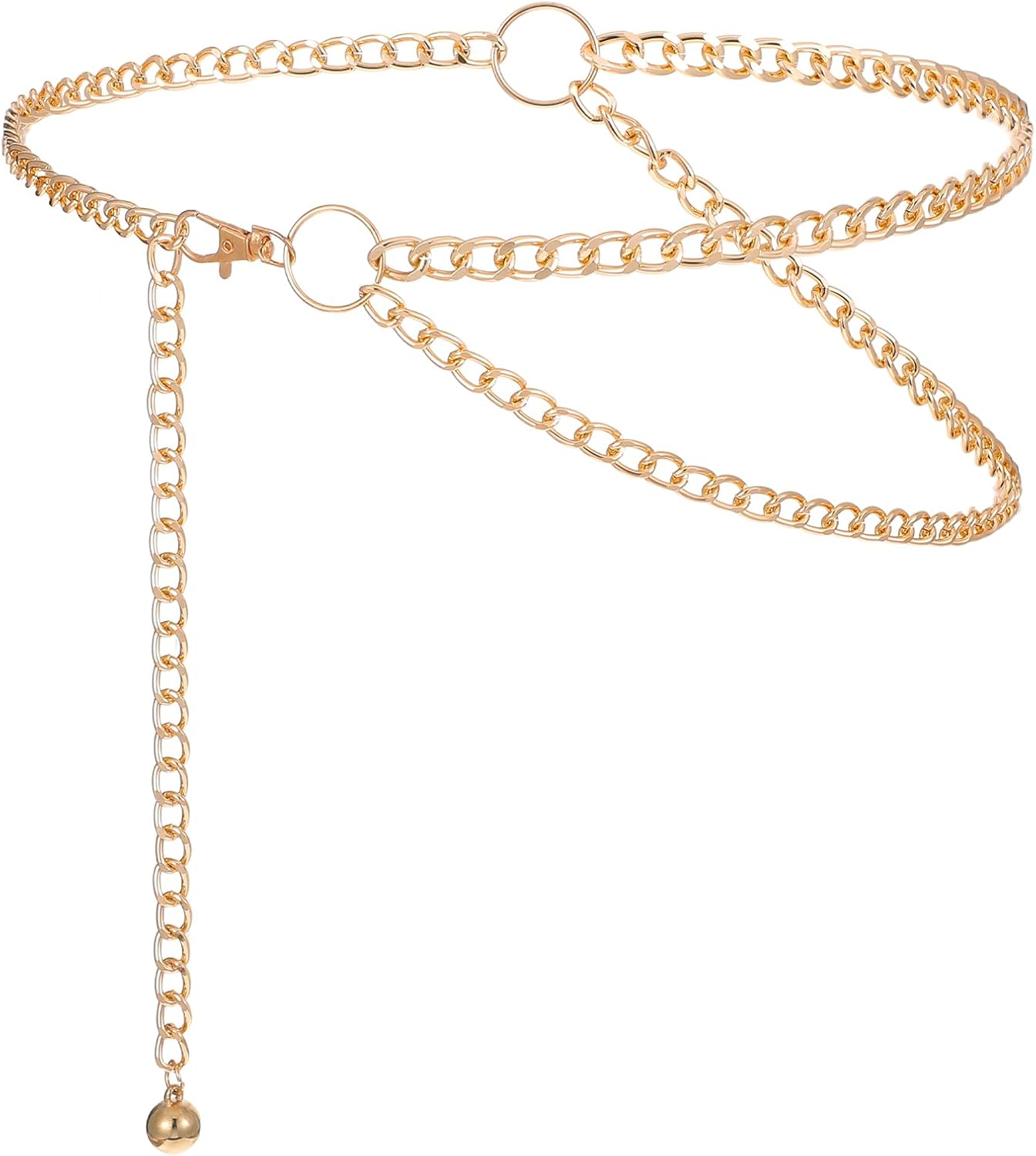 Women's Gold Waist Chain Belts, Multilayer Link Cowgirl Design Decorative Wedding Belt Waistband for Dresses Pants Jeans