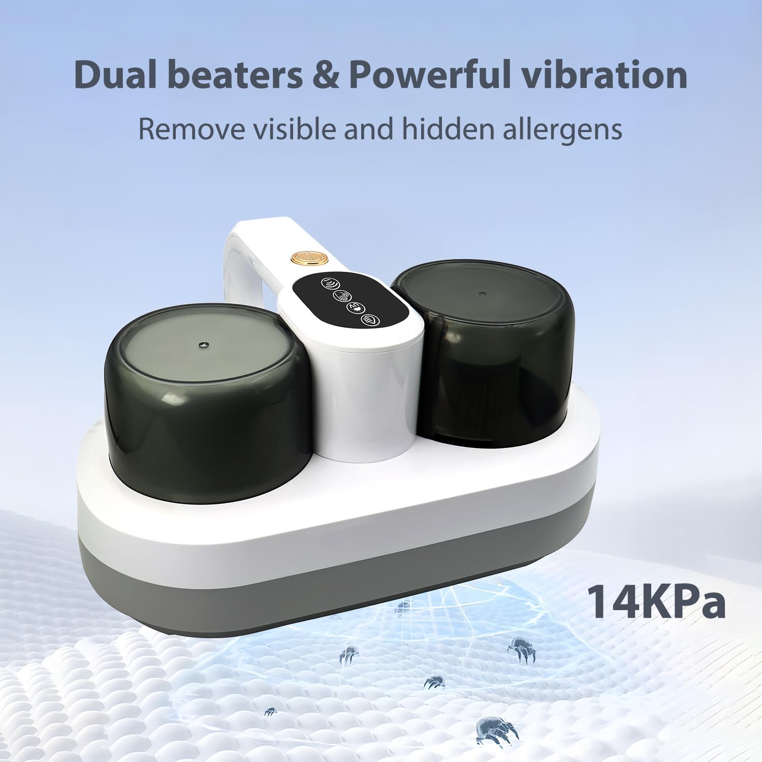 Milbensauger für Matratzen mit UV-Licht Handstaubsauger 400W 14Kpa Matratzenreiniger Heißluftfunktion Bürstenrolle Bett-Staubsauger mit Kabel