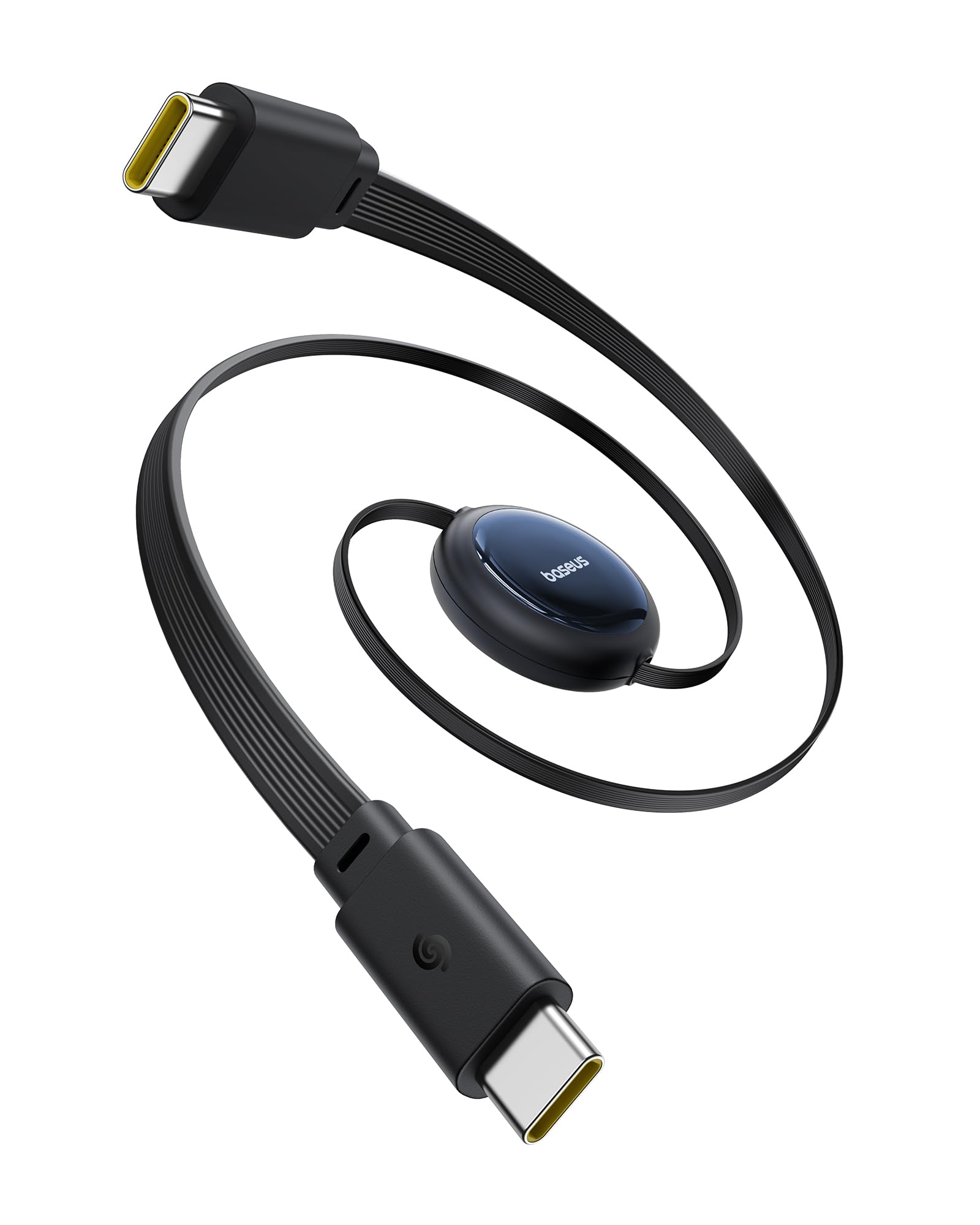 Baseus Nomos Cavo USB C retrattile, 100 W, 1,5 m, USB C a USB C, cavo di ricarica rapida retrattile per iPhone 16, 15 Pro Plus Pro Max, MacBook, iPad Pro, Galaxy S24/S23