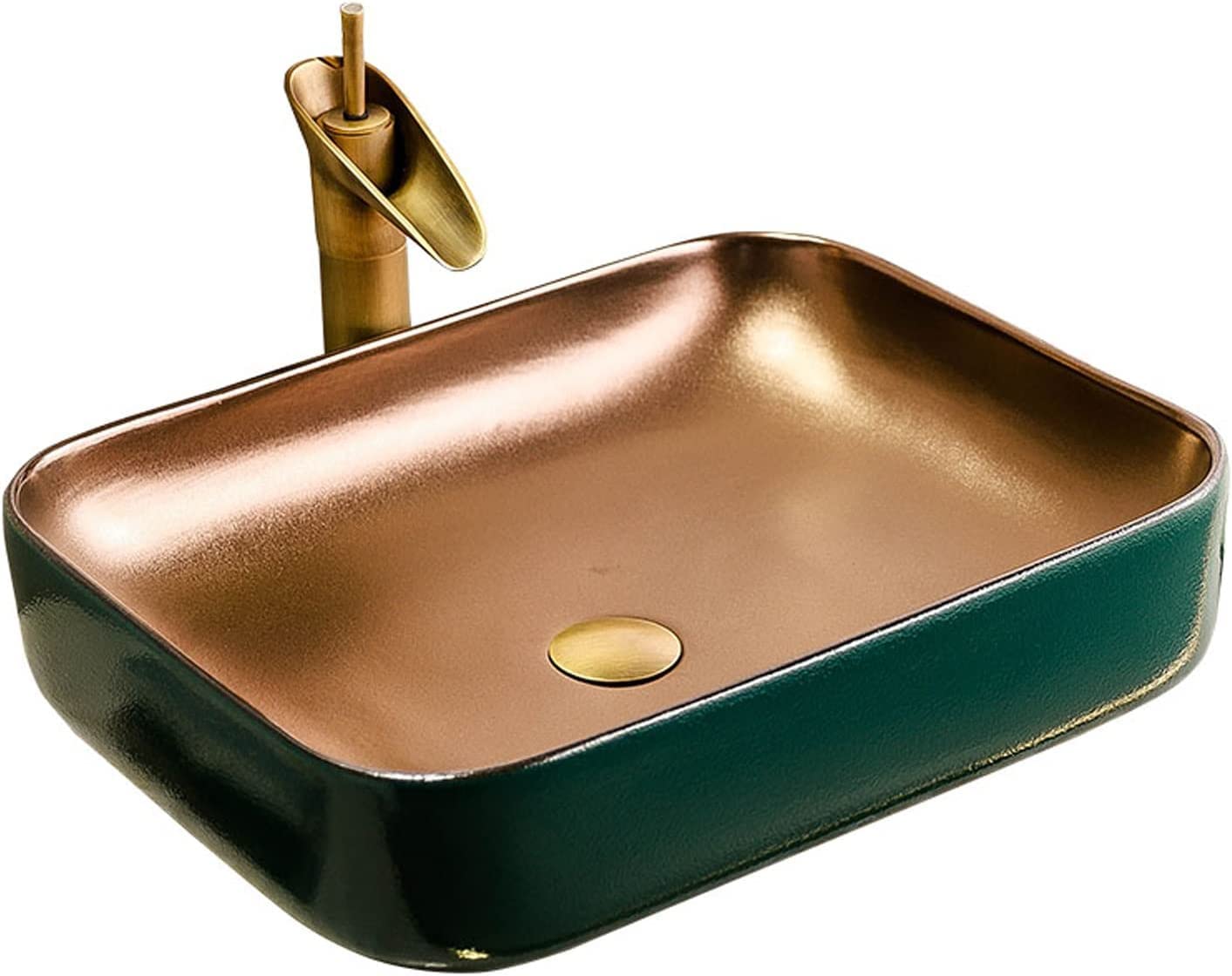 Lavabo de salle de bain rectangulaire plaqué or pour rénover votre vasque