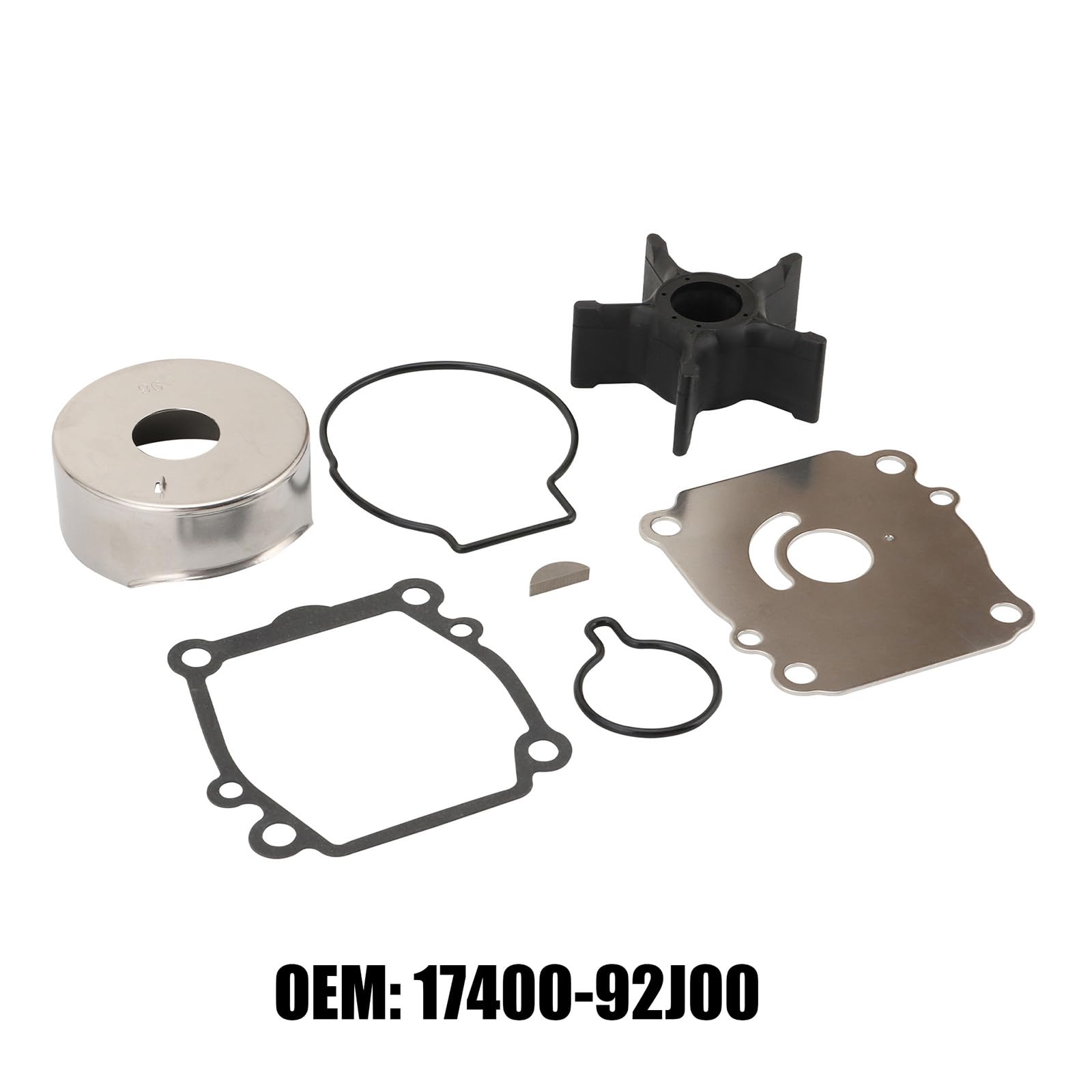 17400-92J00 17400-92Z02 17400-92J01 Parti ricambio per pompe per motori marini DF90T DF100T DF115T DF115 DF140T DF140Z, pacchetto guarnizioni piastra tazza girante per la cura raffreddamento