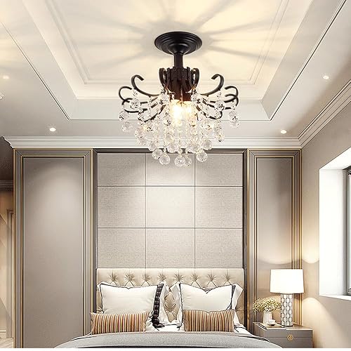 Miniatura 3 de Candelabros de cristal negro, candelabro de metal con vela, lámpara de techo de hierro de cristal, lámpara de casa de campo francés, lámparas de