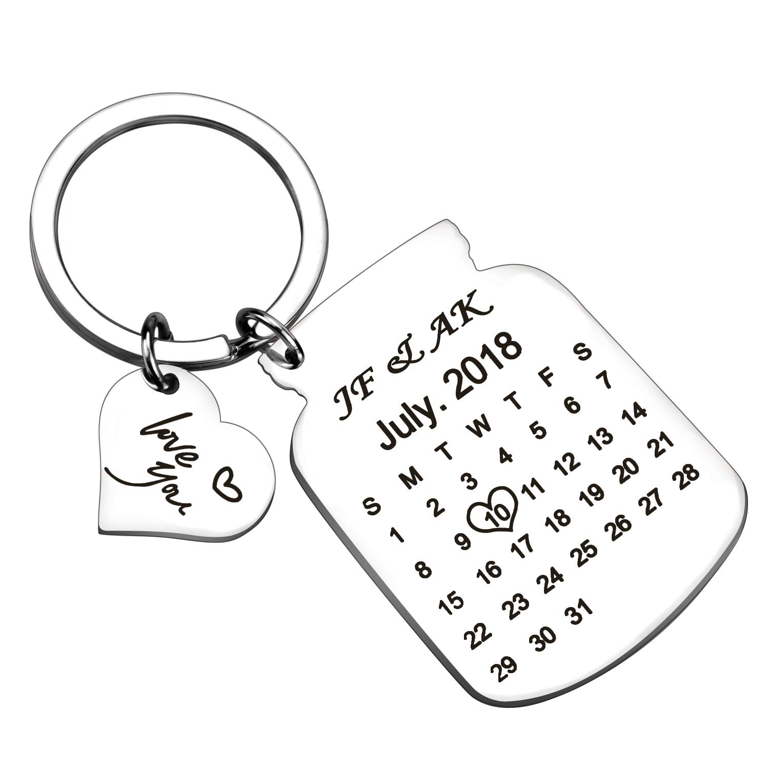 Onlylove-Handmade Botttle-Silver Personalized Custom Engraved Calendar Date Engraved Message Stainless Steel Keyring & Keychain Memorial Keepsake Anniversary Wedding Gift (Botttle-Silver)