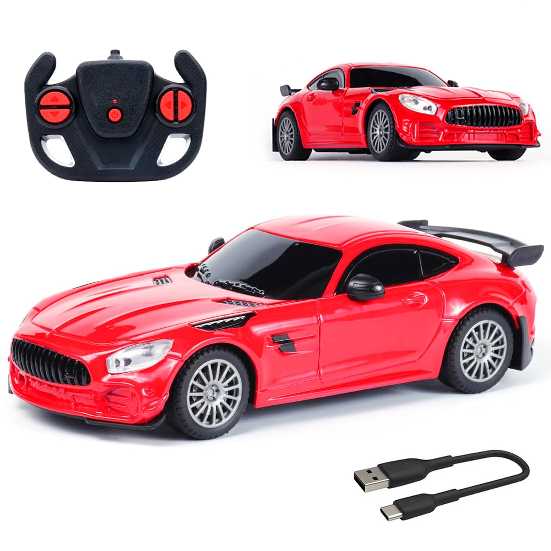 Wembley Mercedez AMG RC Car High Speed Mini 1:24 Scale USB Rechargeable Remote Control Car for Kids | Racing Car - Red