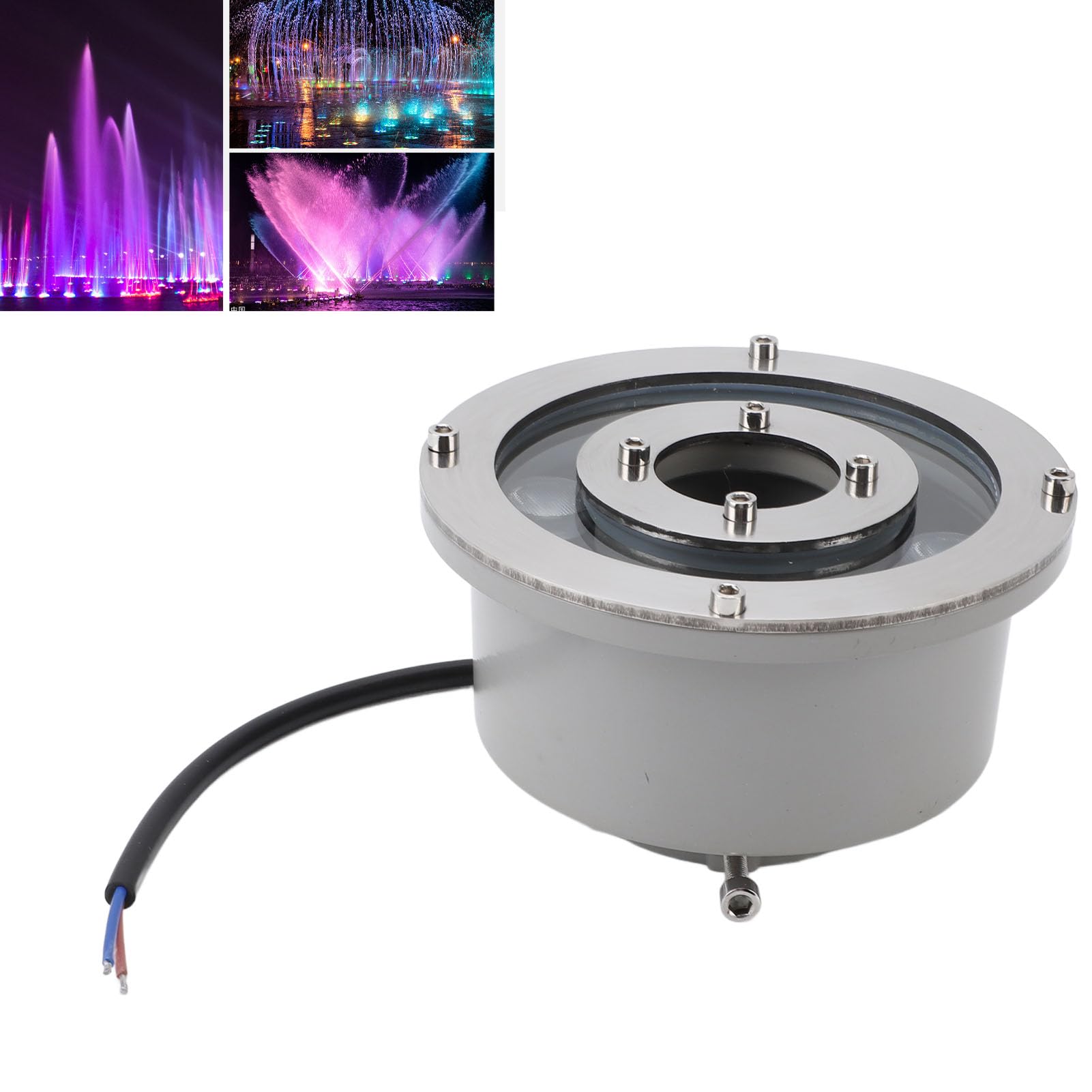 Fontana a LED, in acciaio inossidabile, luce paesaggistica ad alta luminosità, sommergibile, faretto subacqueo per giardino, fontana, stagno (bianco caldo 9 W)