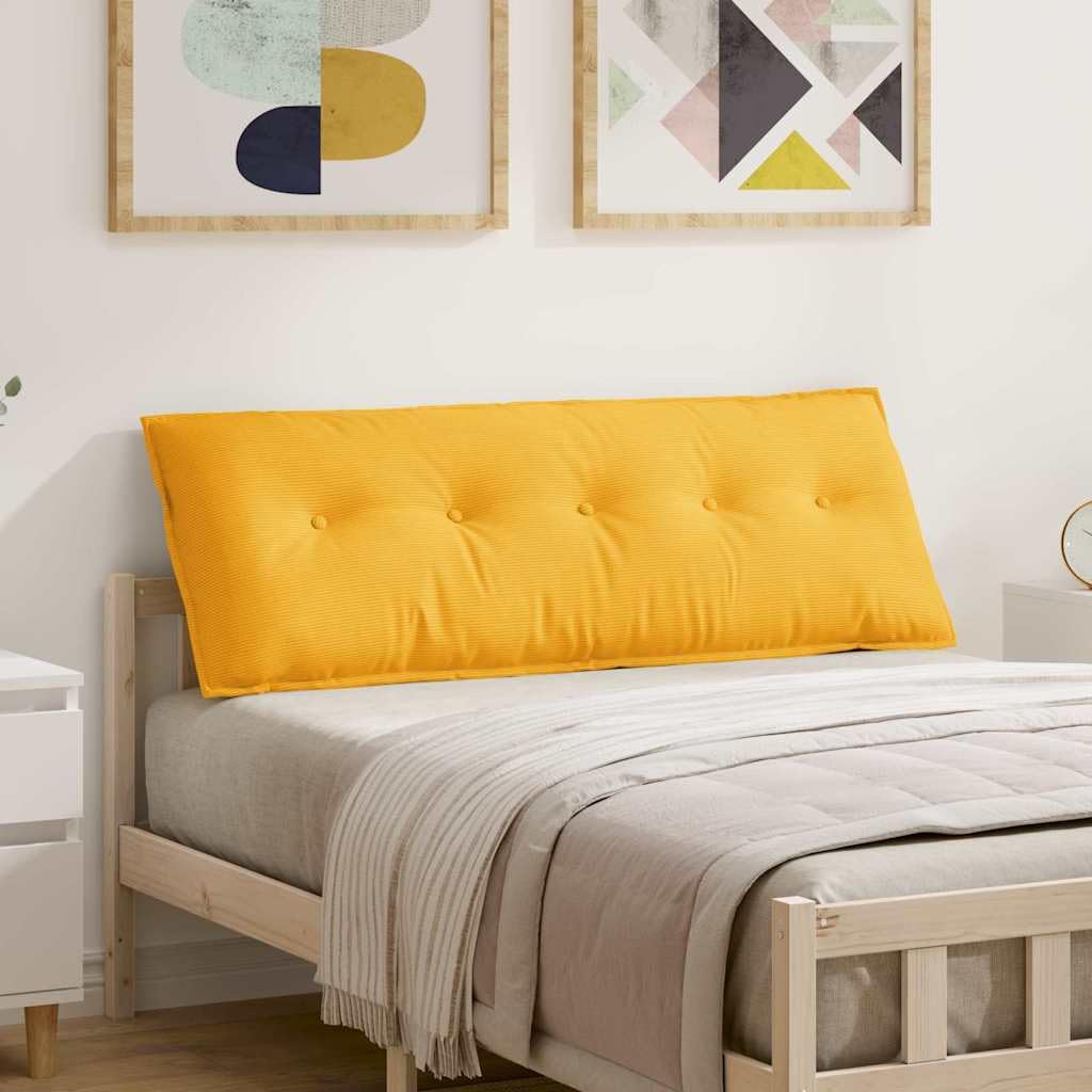 Coussin de dos grand confort velours côtelé jaune de salon et lit