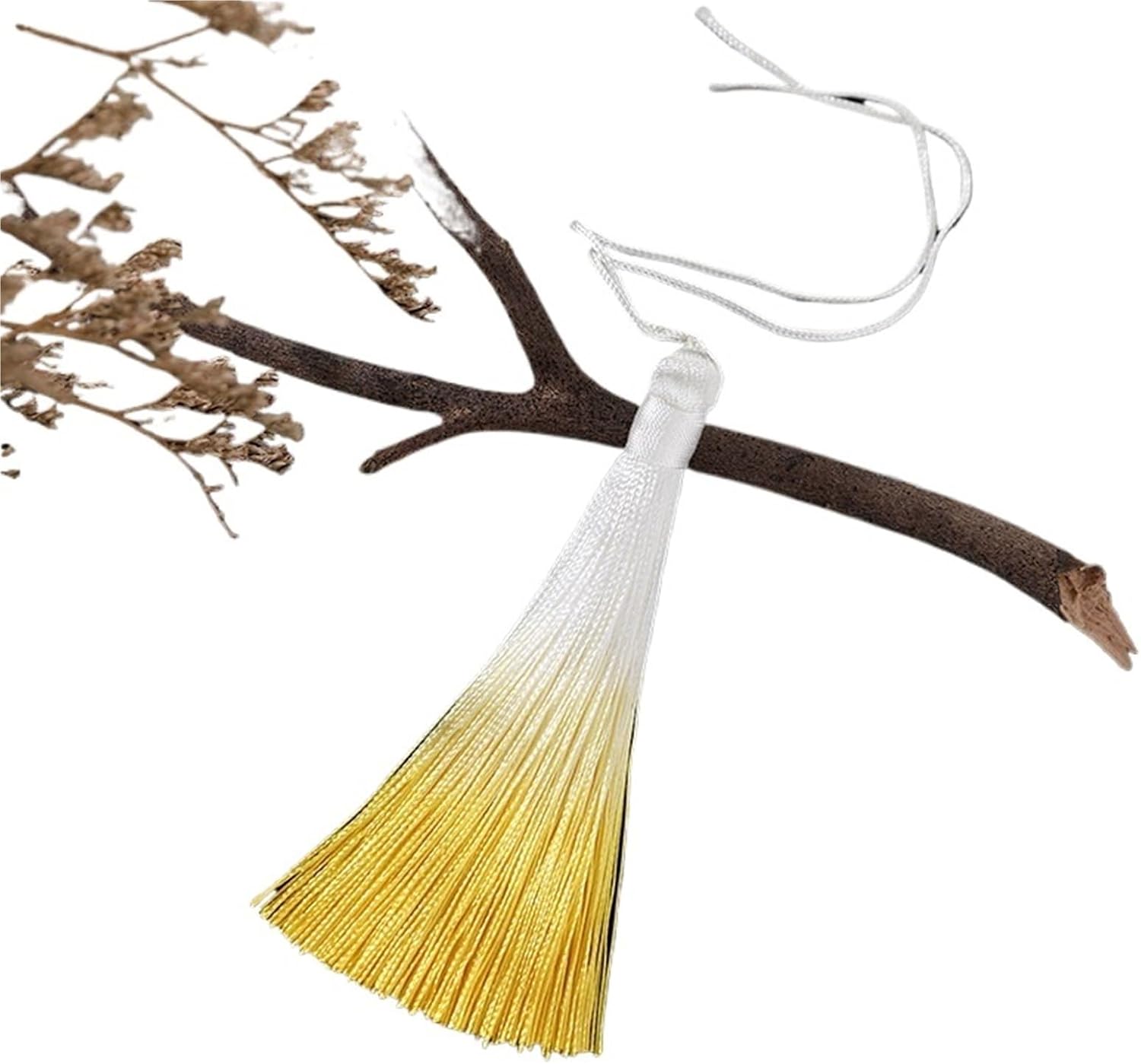 Tassel Decorative Cord Silky Handmade Soft Tassels 10CM Crafts Cord Loop for DIY Hanging Rope Bookmark Flute Tassel(Golden Yellow,10pcs)