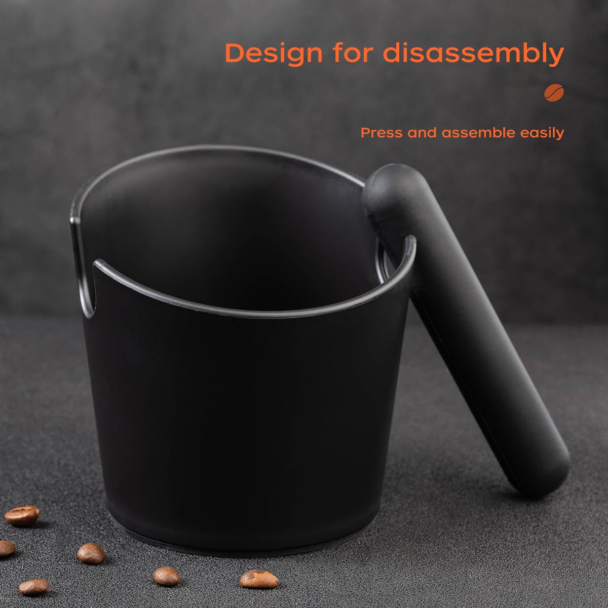 Recipiente para colador de café espresso, caja de café molida, barra extraíble, base antideslizante, negro