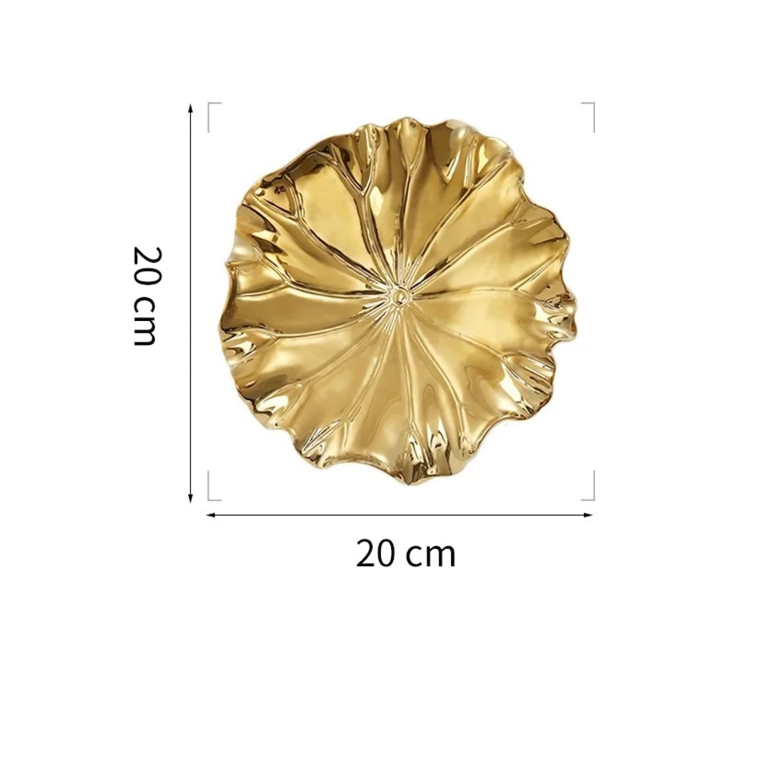 TURSGYZ Foglia di loto dorato in ceramica Scultura artigianale Decorazione da parete Decorazioni per la casa Soggiorno Ufficio Regalo di nozze 20 cm