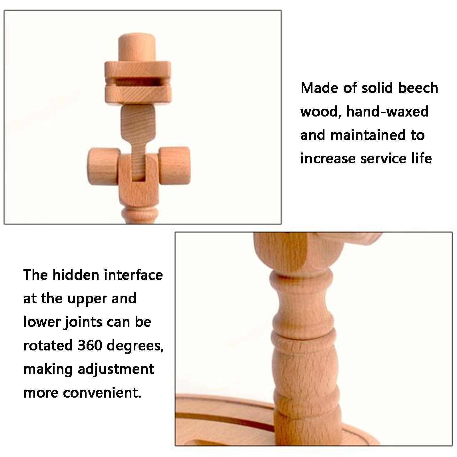 Soporte De Aro De Bordado De Madera, Bastidores Y Soportes De Punto De Cruz Ajustables, Rotación De 360°, con Aros De 24 Cm, Carrete De Latón Y Base De Almacenamiento