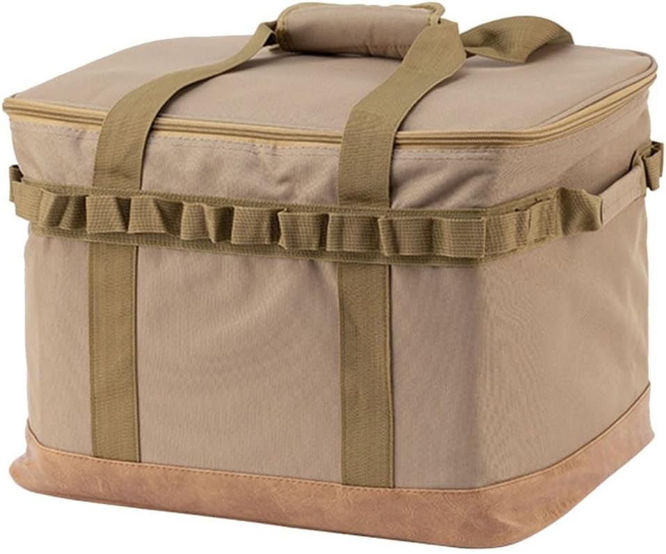 Camping Storage Bag, High-Elastic Oxford Cloth, Foldable Design with Thickened Bottom, Large Capacity Outdoor Tool Organizer for Camping Hiking Picnic(Khaki)