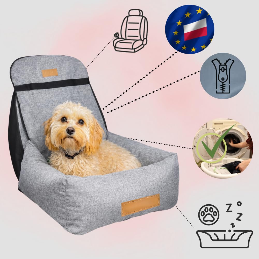 Hundeautositz klein personalisiert, Hundesitz Auto mit Leine für Rückbank, 2in1 Hundebett Auto und Transporter für kleine Hunde und Katzen
