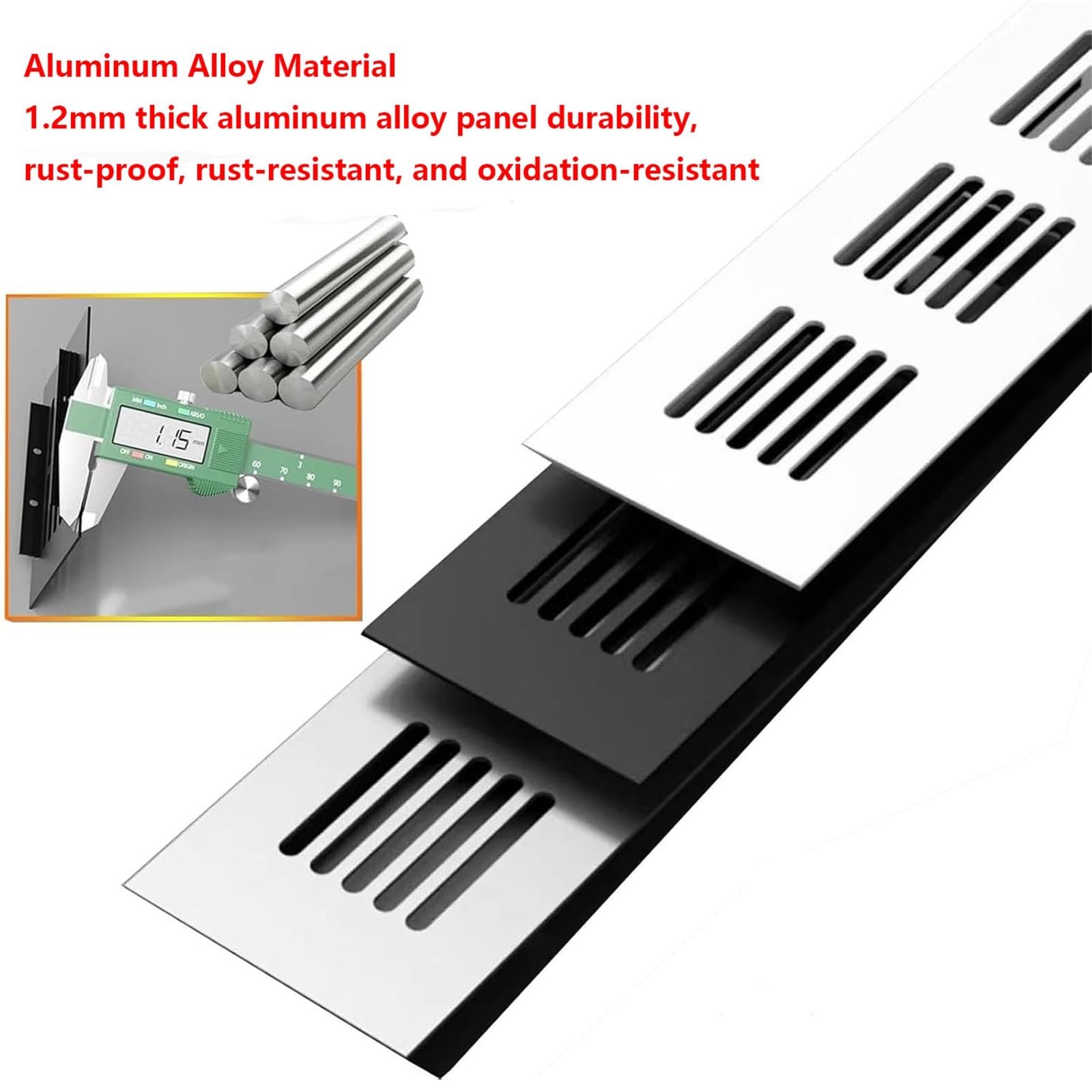 Rejilla de ventilación de Aluminio Negro, Impermeable, de 1,2 mm de Grosor. Rejilla de ventilación Decorativa para Armario, Estufa, gabinete, Fregadero, Cocina y baño (8,8 x 19,5 cm).