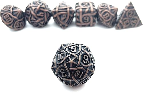 Miniatura 6 de Escritorio RPG Metal Polyhedron dados Grupo DND Grupo de Dungeons and Dragons( Roll Plated Red Copper)