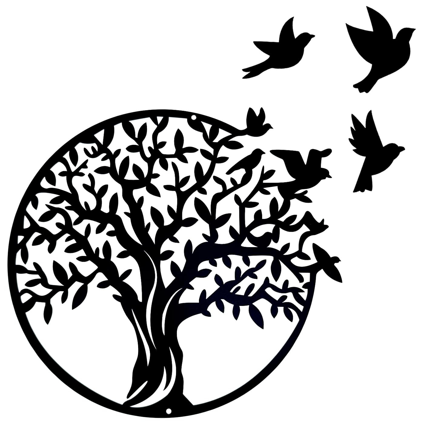 Pduoduo Arte de pared de metal con árbol de la vida, decoración de metal para colgar en la pared, para regalo para interiores y exteriores, jardín, hogar, dormitorio, sala de estar (19.2 pulgadas)