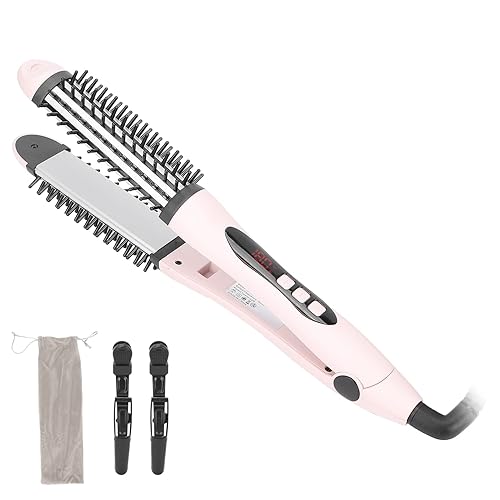 Miniatura 8 de 2 en 1 plancha de pelo, plancha plana caliente redondo cepillo alisador de pelo 100-240V