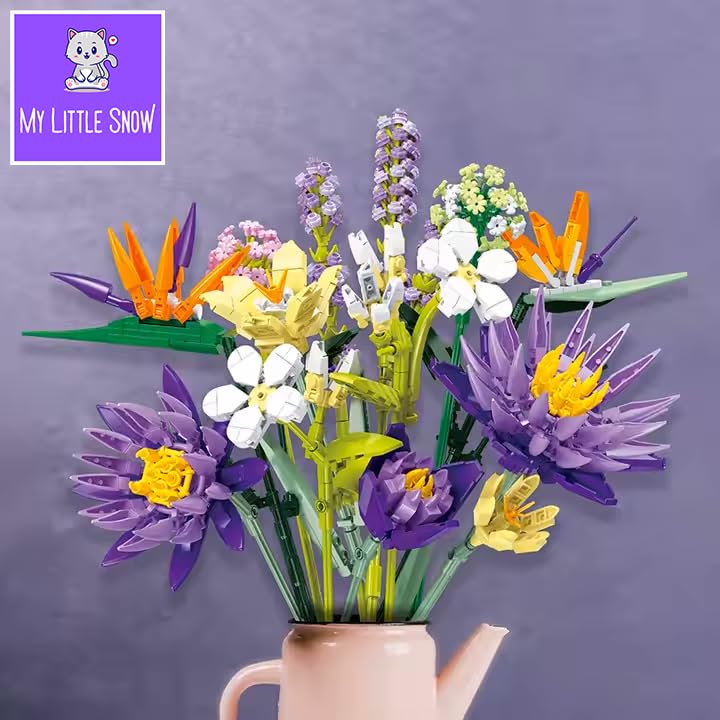 My Little Snow Adult Flower Bouquet - Blue Lotus Flower Bouquet Construction Set - Botanical Collection - Gift for Girls and Women - Image 4