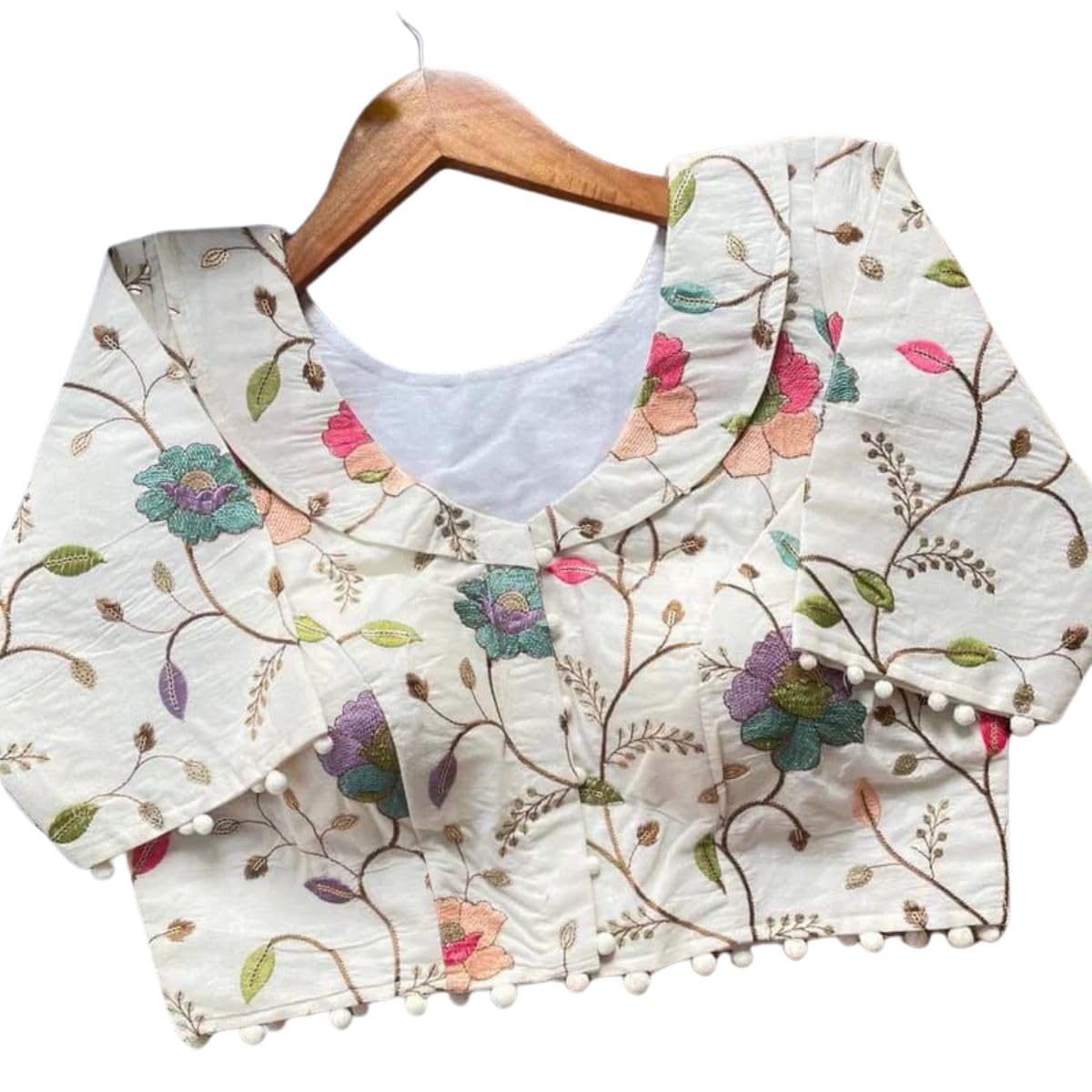 Women Blouse Pure Camric Cotton Diable Fabric Readymade Size 38 Up to 40 Padded Structure with Sleeves Height 15 Inch Inner Lining Support Structured Fit Front Closure Blouse-image-19
