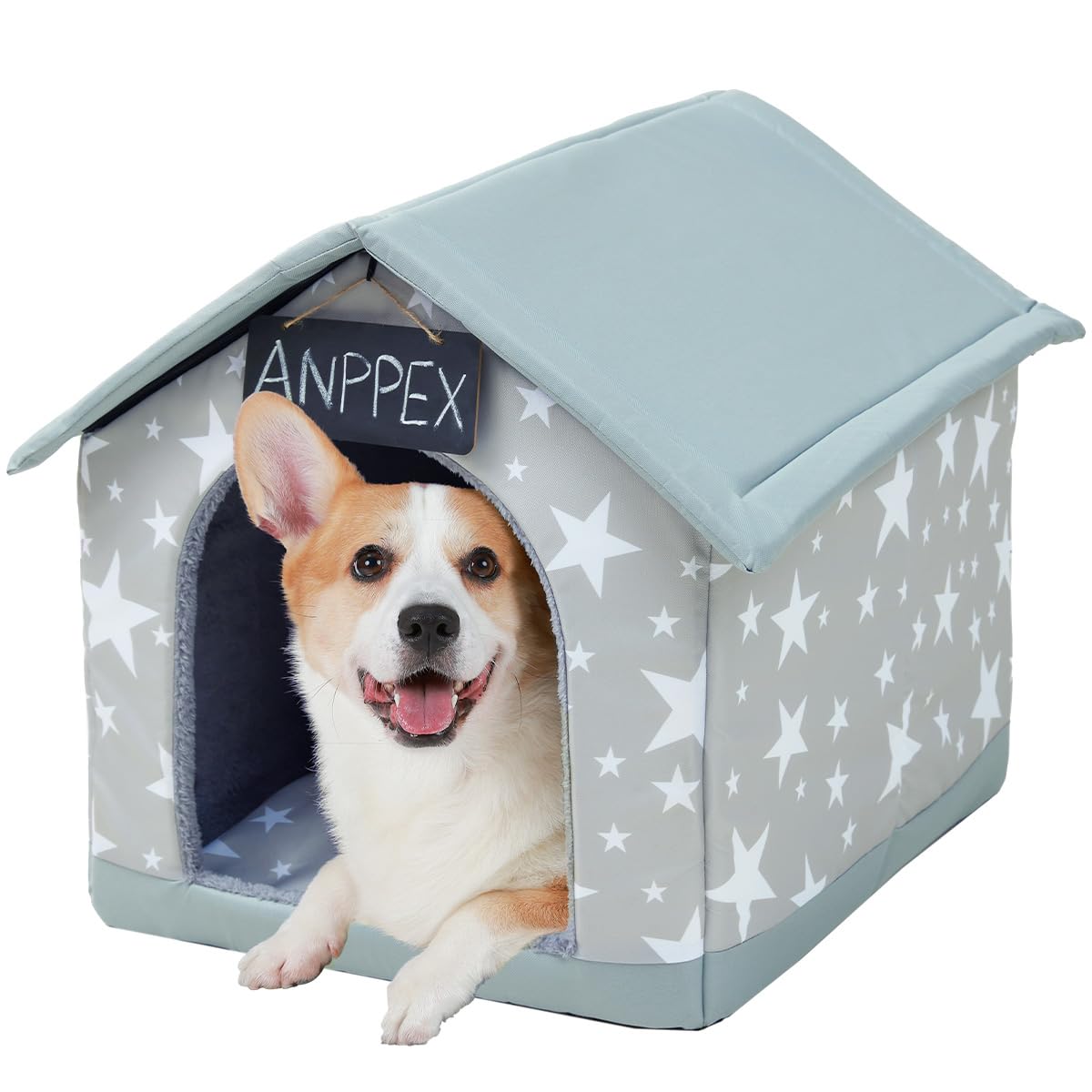 Photo 1 of ANPPEX Dog House Indoor, Inside Dog House with Removable Cushion, Enclosed Warm Cat Dog Bed House for Medium Dog,Gray,XL XL Gray