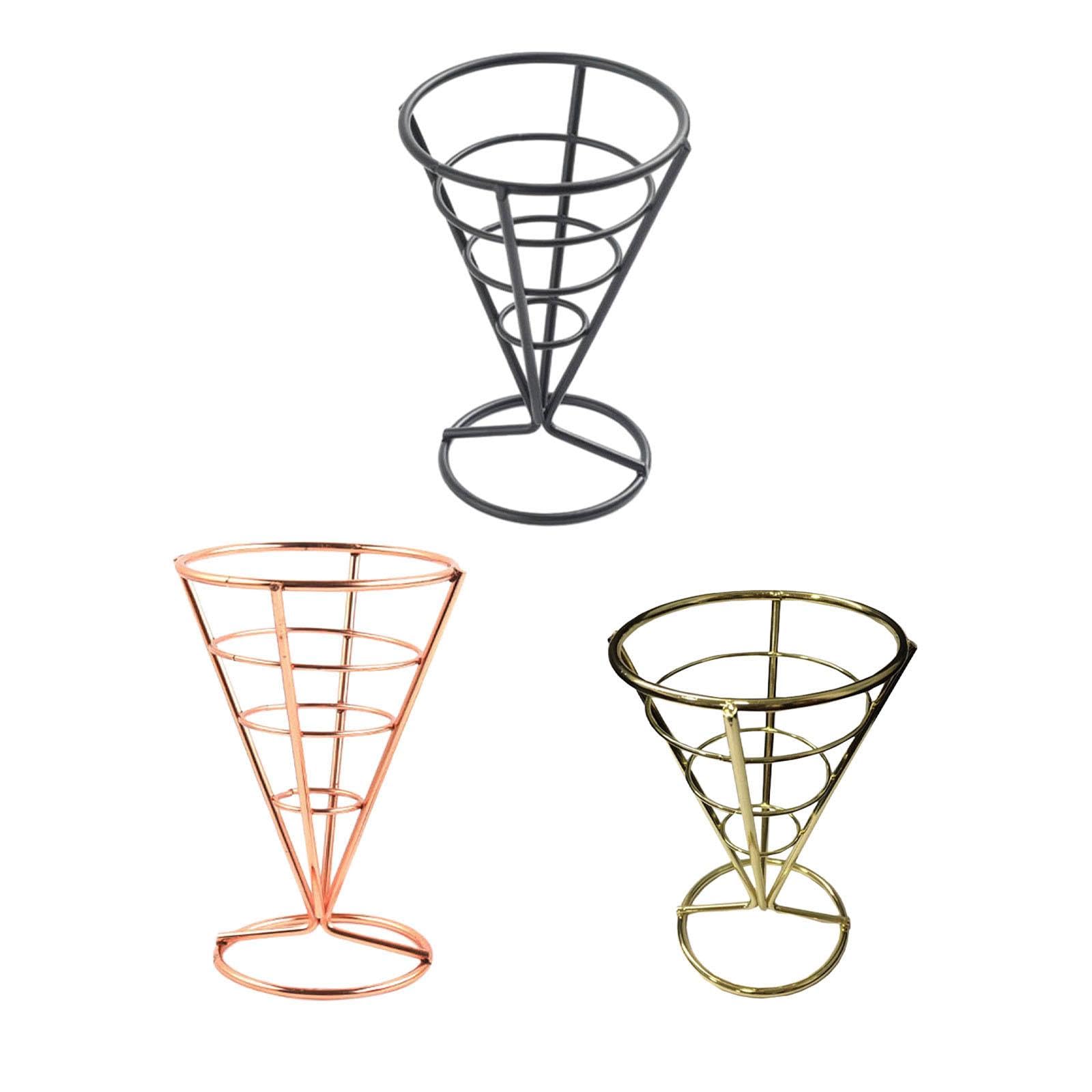 ELBME® French Fries Stand Food Cone Stand Fashion Fry Holder for Picnic Buffet Cafe Black-image-18