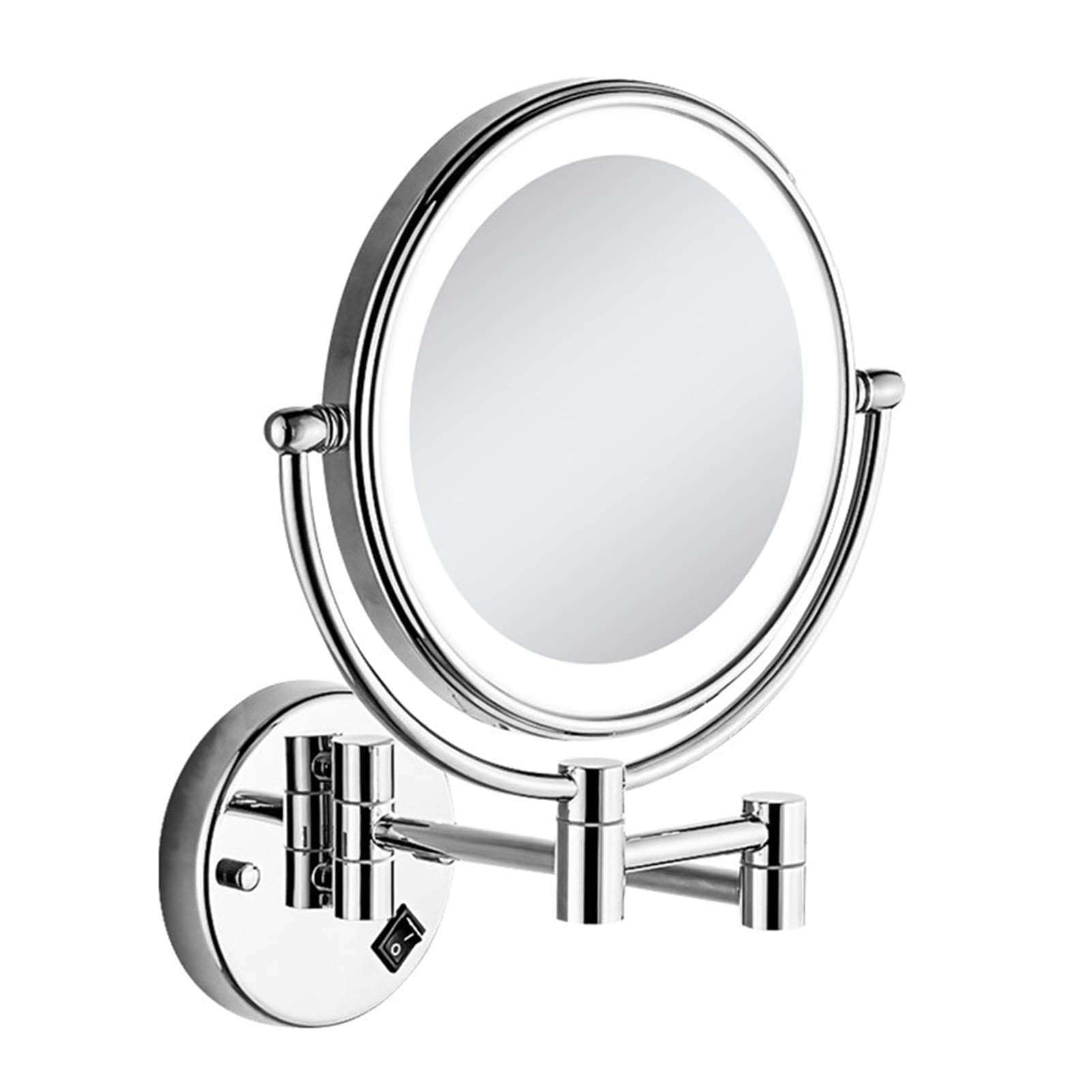 Miroir de maquillage mural LED rechargeable USB argenté grossissement 1X 3X