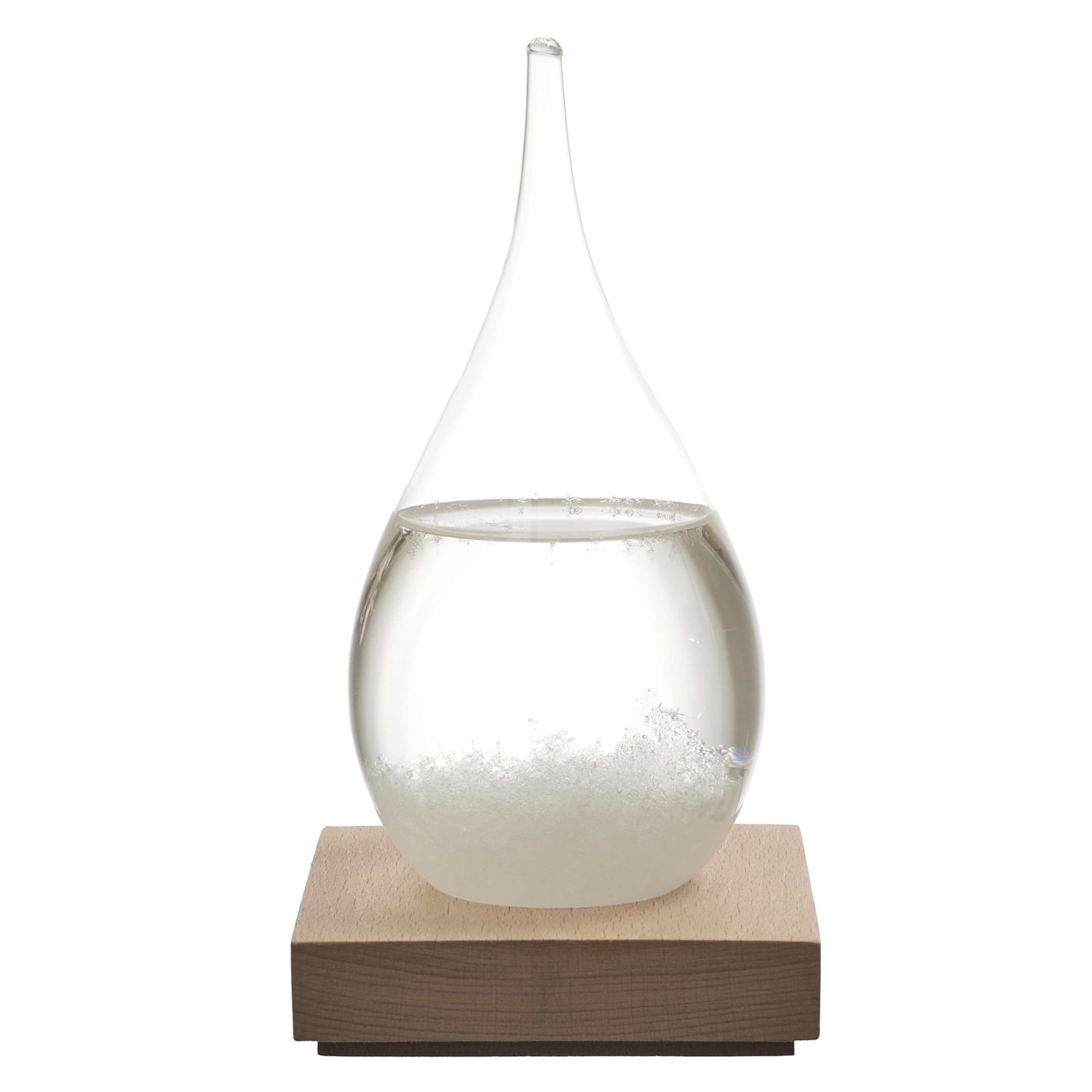 HOME DECO FACTORY, HD0384, Tempest Glass H17 cm - Elegancki i funkcjonalny przedmiot dekoracyjny, oryginalny barometr z kryształkami, drewniana podstawa