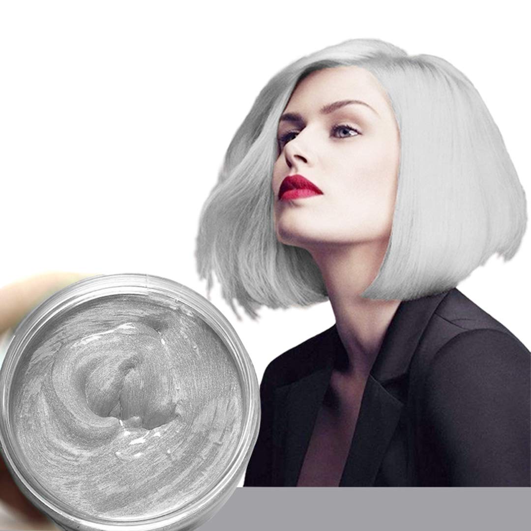 Hair Color Wax Temporary,Hair Coloring Dye Wax,Hair Color Wax Pomades, Hair Styling Clay for Party,Halloween & Christmas Cosplay, Daily Washable,9 colors,Unisex(grey)