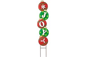 Glitzhome Christmas Yard Signs Decorations Outdoor Metal Joy Bells Garden Stakes for Xmas Holiday