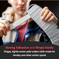 Vista 3 de Sports Tape Cinta de hockey negra – Cinta adhesiva – 6 rollos – 1 pulgada de ancho, 20 yardas de largo (paño) – Hecho en América del Norte