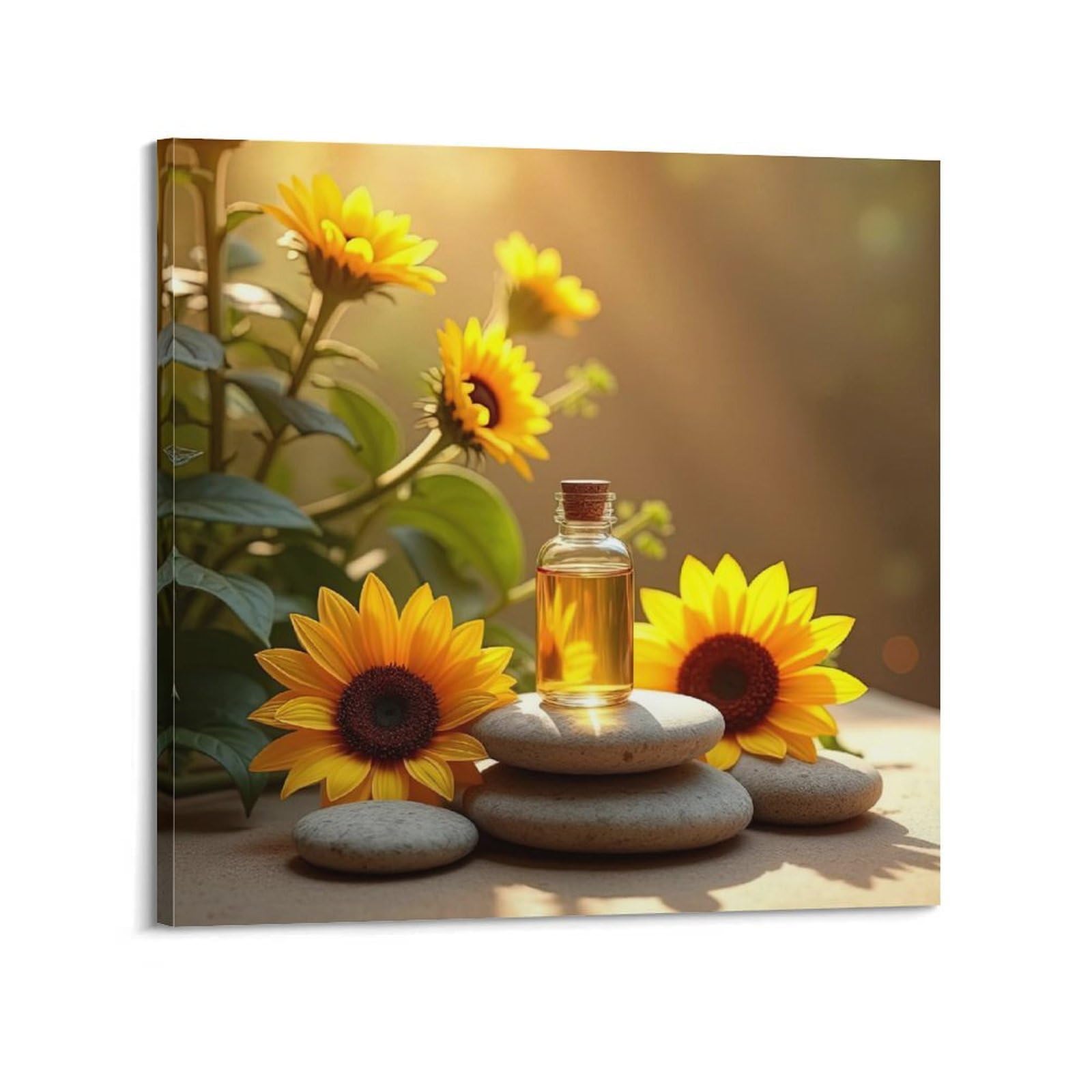 ZSZWHJ Zen Stones Poster Sunflower Reflecting Poster Decorative Painting Canvas Wall Posters And Art Picture Print Modern Family Bedroom Decor Posters 20x20inch(50x50cm)