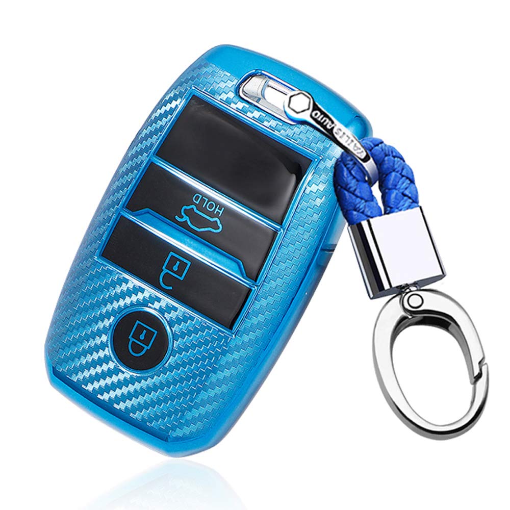 ontto Guscio Cover per Chiave Telecomando Auto per Kia Rio Ceed Soul Sportage Sorento Carens Picanto 2018 2017 2016 Coprichiave in TPU e Pelle Custodia Protettivo Portachiavi 3 Tasti-Argento A