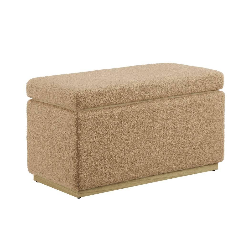 Linon Blanche Rectangle Ottoman Tan