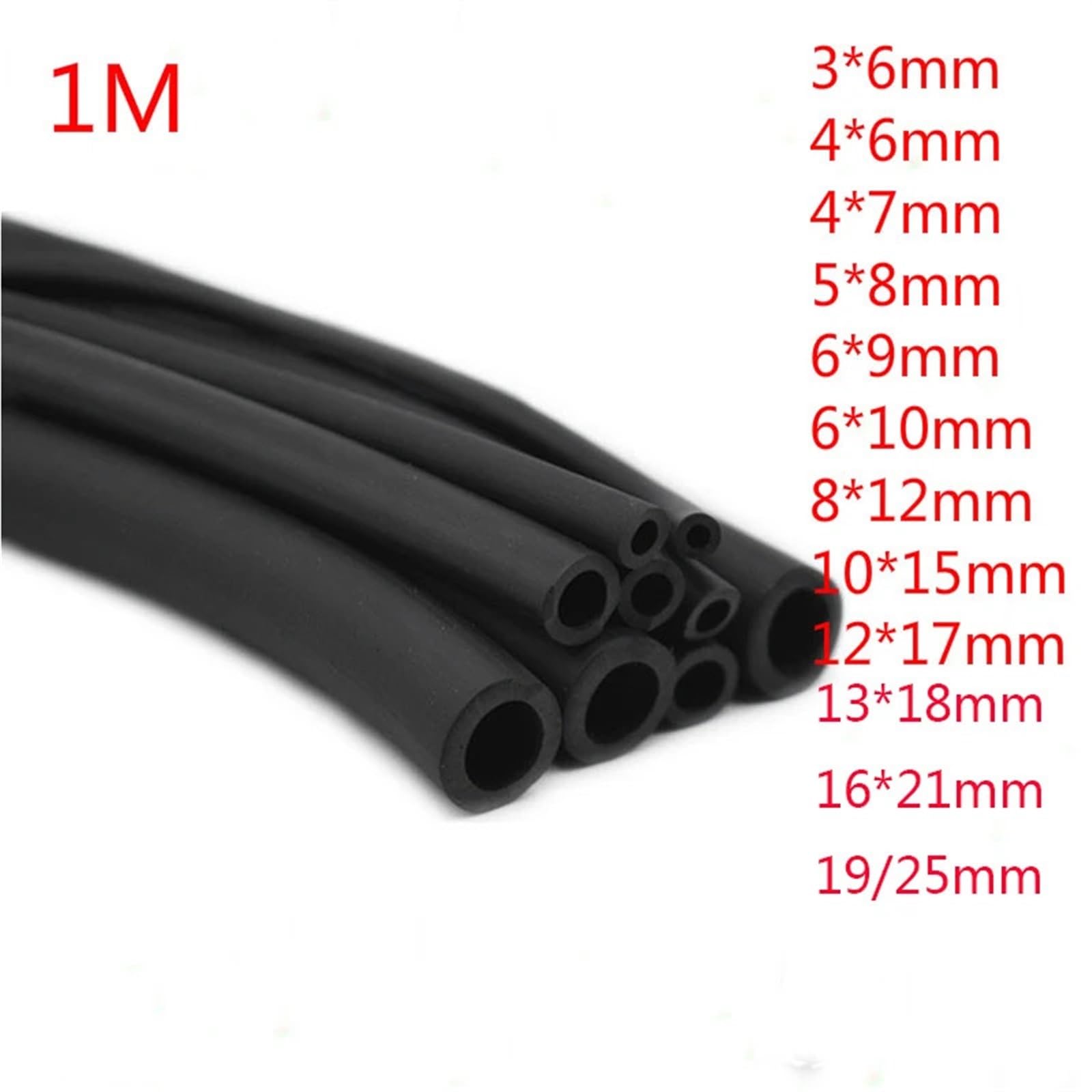 Tubo Gasolina Moto Manguera de combustible de caucho de nitrilo negro de 1 m, manguera de línea de aceite diésel de gasolina, tubo blando de 0,3 cm a 1,2 cm, resistente al aceite, al desgaste, a los á