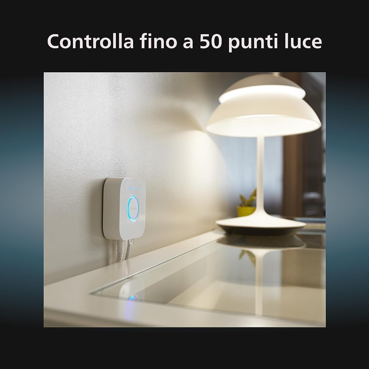 Philips Hue White and Color Ambiance Lampadina Smart 2 Pezzi, Attacco E27 Hue Bridge, Centro di Controllo del Sistema Hue